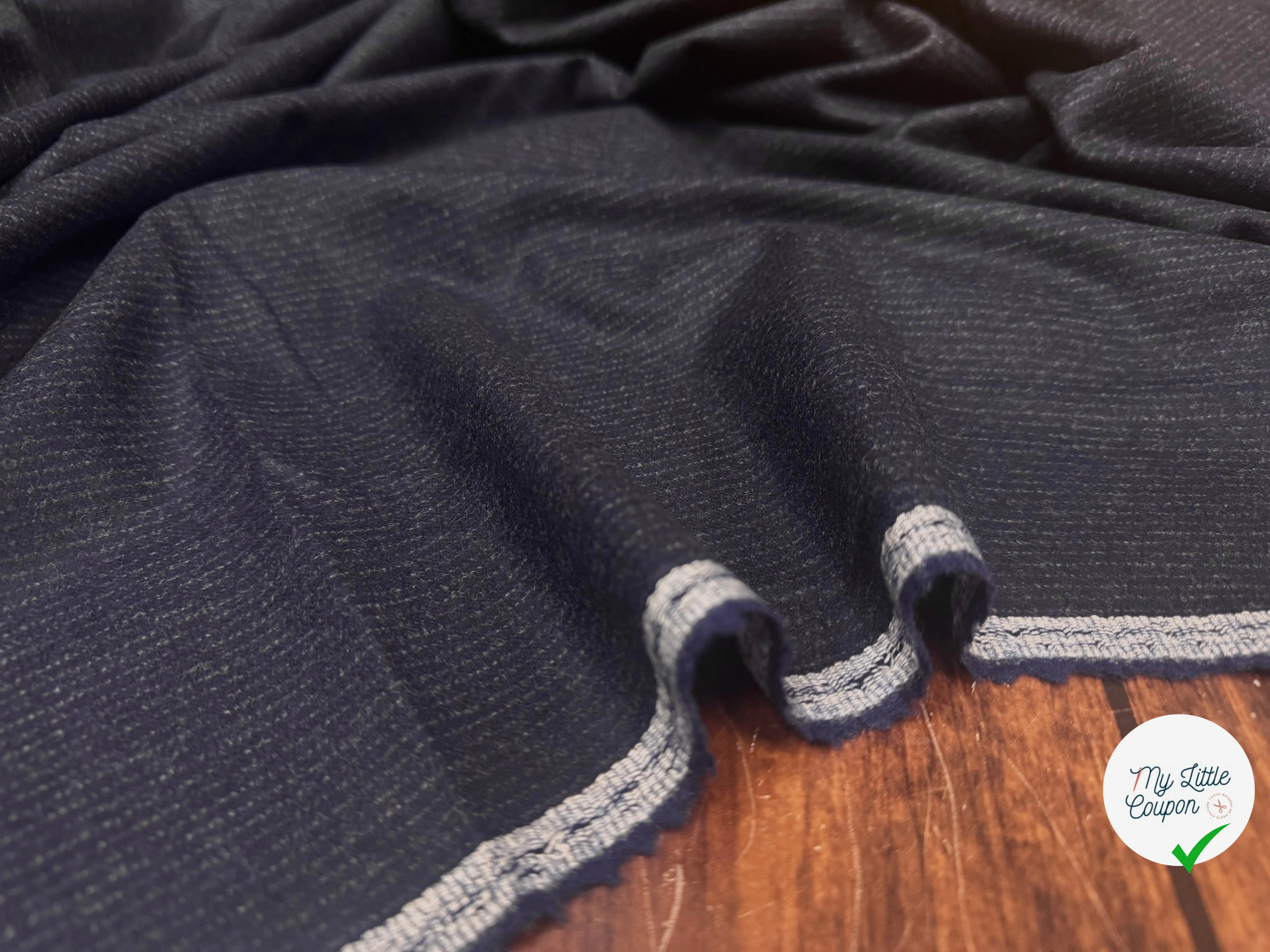 (Chute) FLANELLE 100% LOURDE BARBERIS 100% LAINE BLEU PROFOND - My Little Coupon