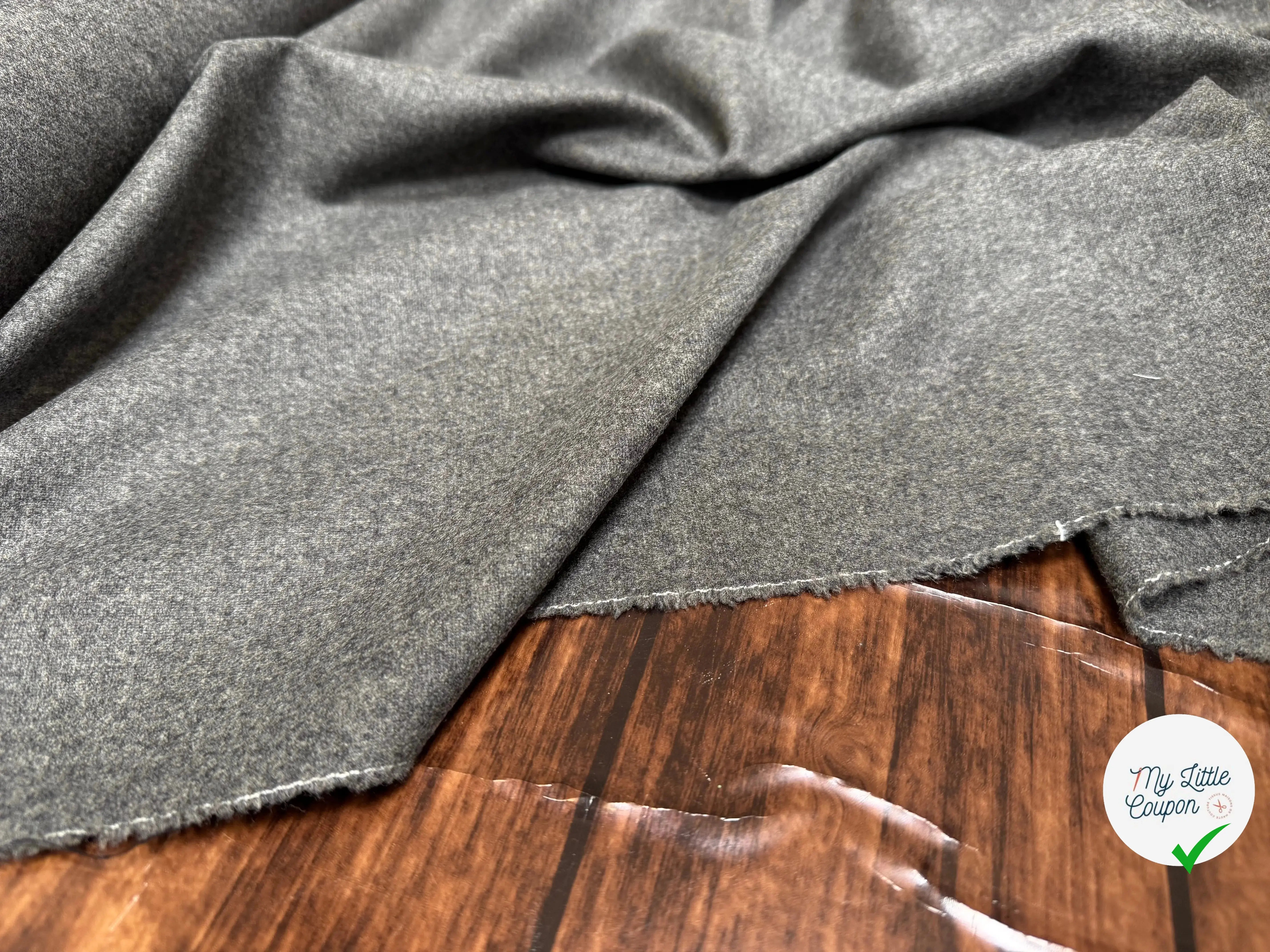 FLANELLE DE LAINE LOURDE UNI GRIS CLAIR - My Little Coupon