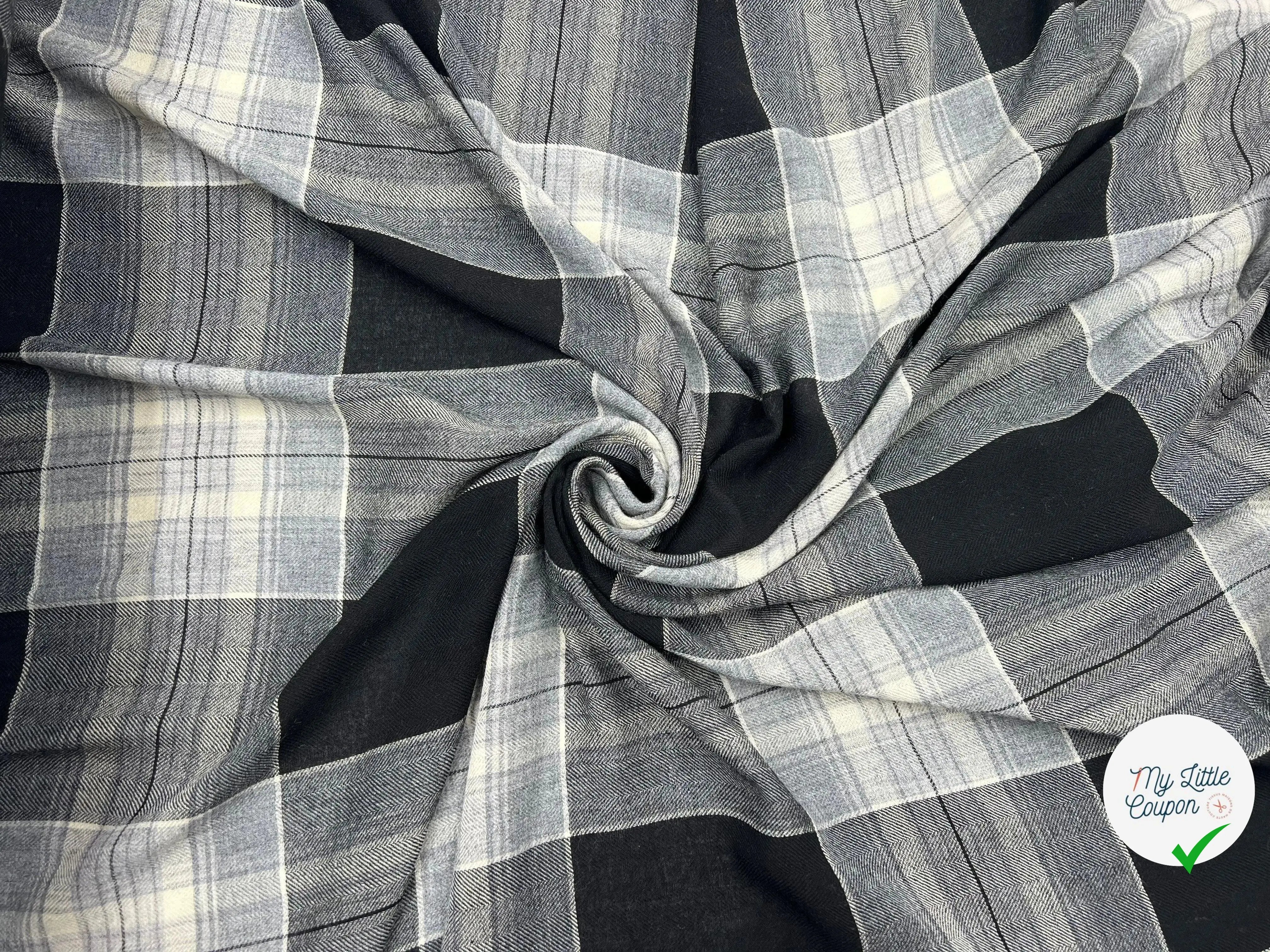 FLANELLETTE LAINEUSE CARREAUX GRIS SOURIS - My Little Coupon - tissu - coudre