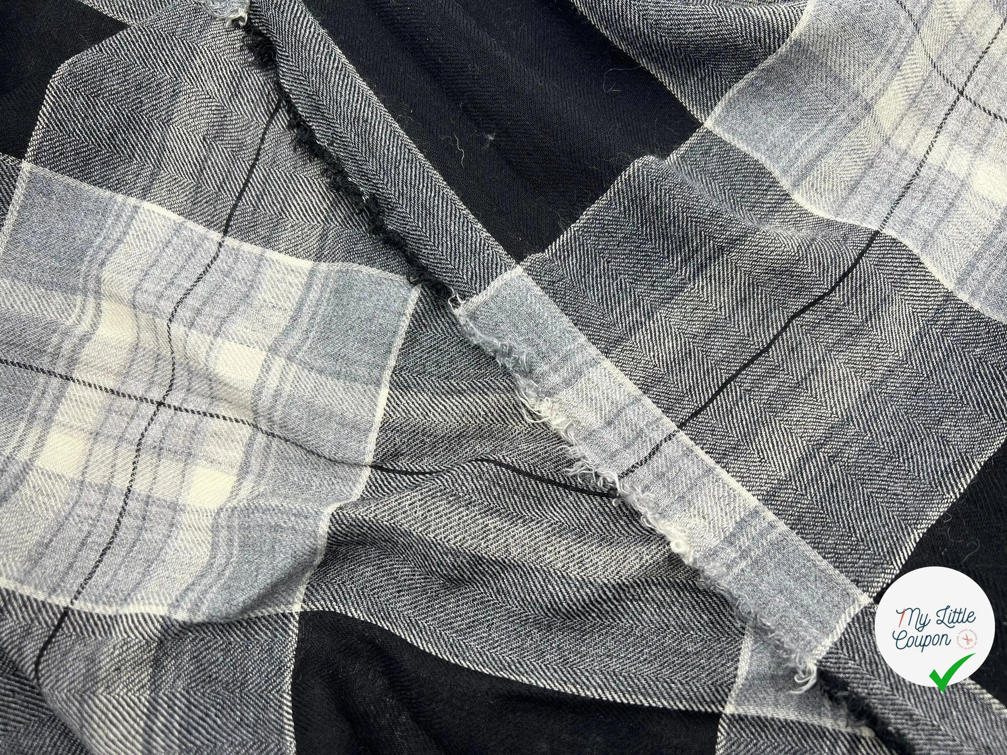 FLANELLETTE LAINEUSE CARREAUX GRIS SOURIS - My Little Coupon - tissu - coudre