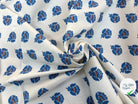 GABARDINE DE COTON FOND BLANC ÉCRU MOTIF INDIAN - My Little Coupon