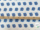 GABARDINE DE COTON FOND BLANC ÉCRU MOTIF INDIAN - My Little Coupon