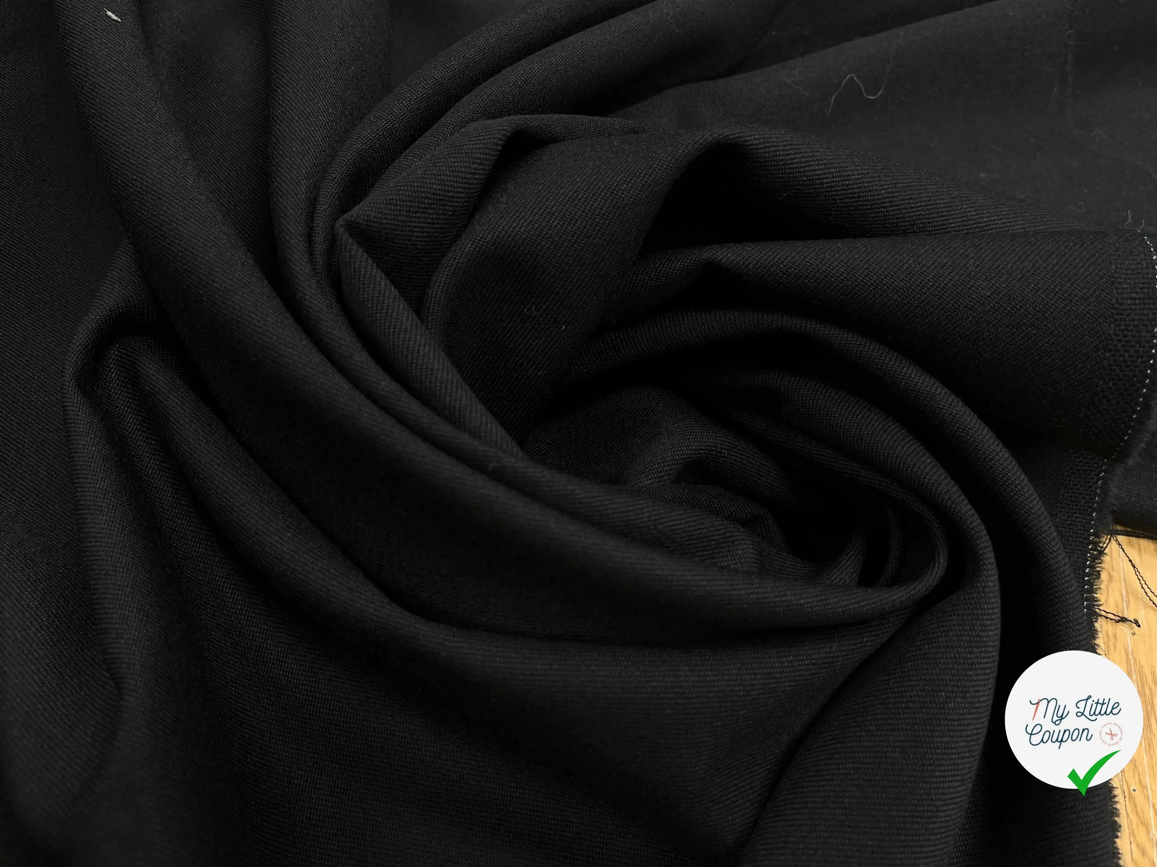 GABARDINE DE LAINE NOIR SERGEE - My Little Coupon