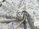 GABARDINE STRETCH DE COTON BLANC CASSÉ OISEAU BLEU - My Little Coupon