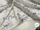 GABARDINE STRETCH DE COTON BLANC CASSÉ OISEAU BLEU - My Little Coupon