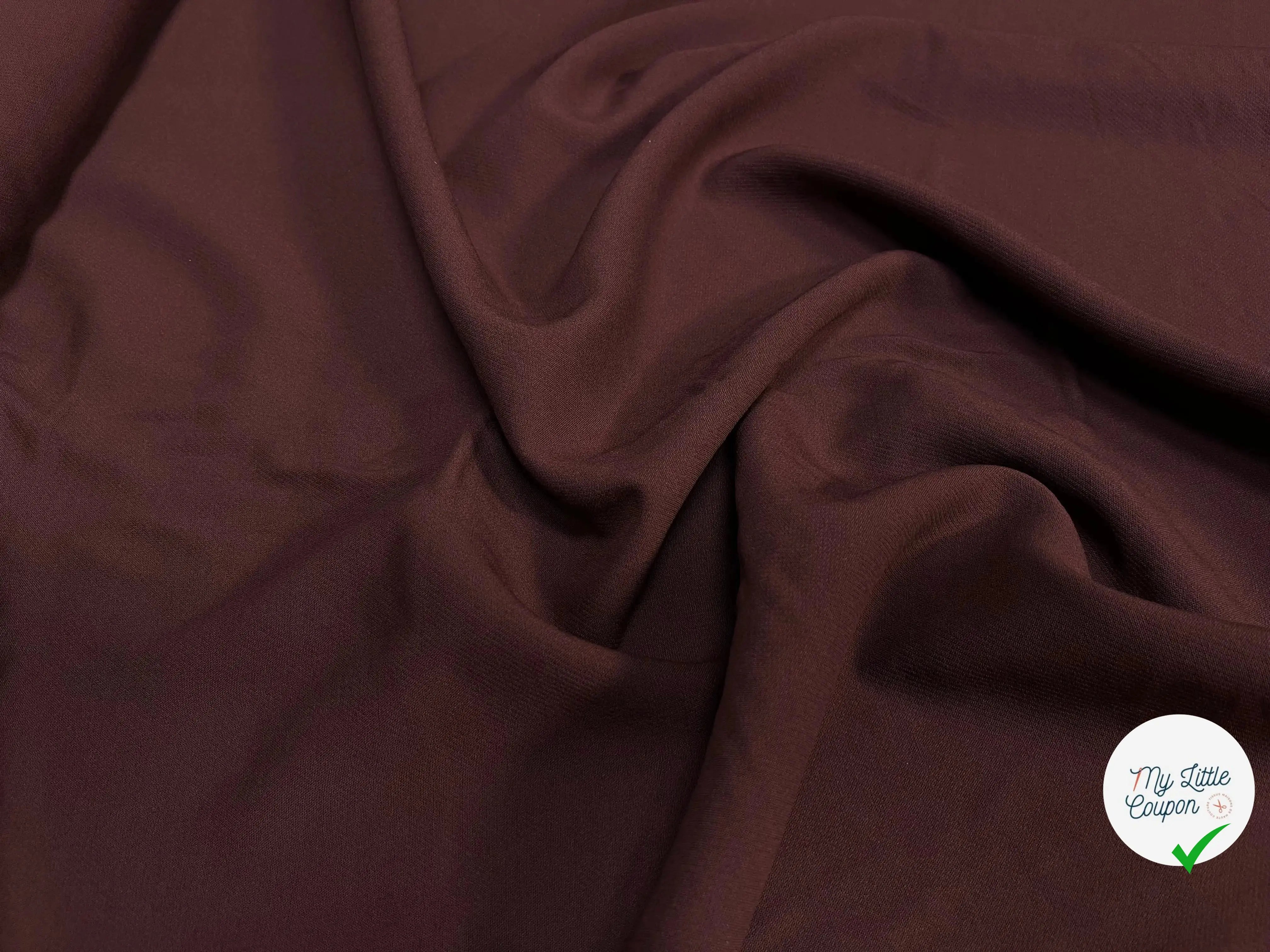 GABARDINE VISCOSE SERGÉE UNI MARRON TERRE - My Little Coupon