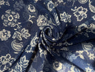 GAZE DE COTON FOND BLEU MOTIFS BLANC - My Little Coupon