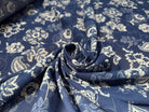 GAZE DE COTON FOND BLEU MOTIFS BLANC - My Little Coupon