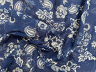 GAZE DE COTON FOND BLEU MOTIFS BLANC - My Little Coupon