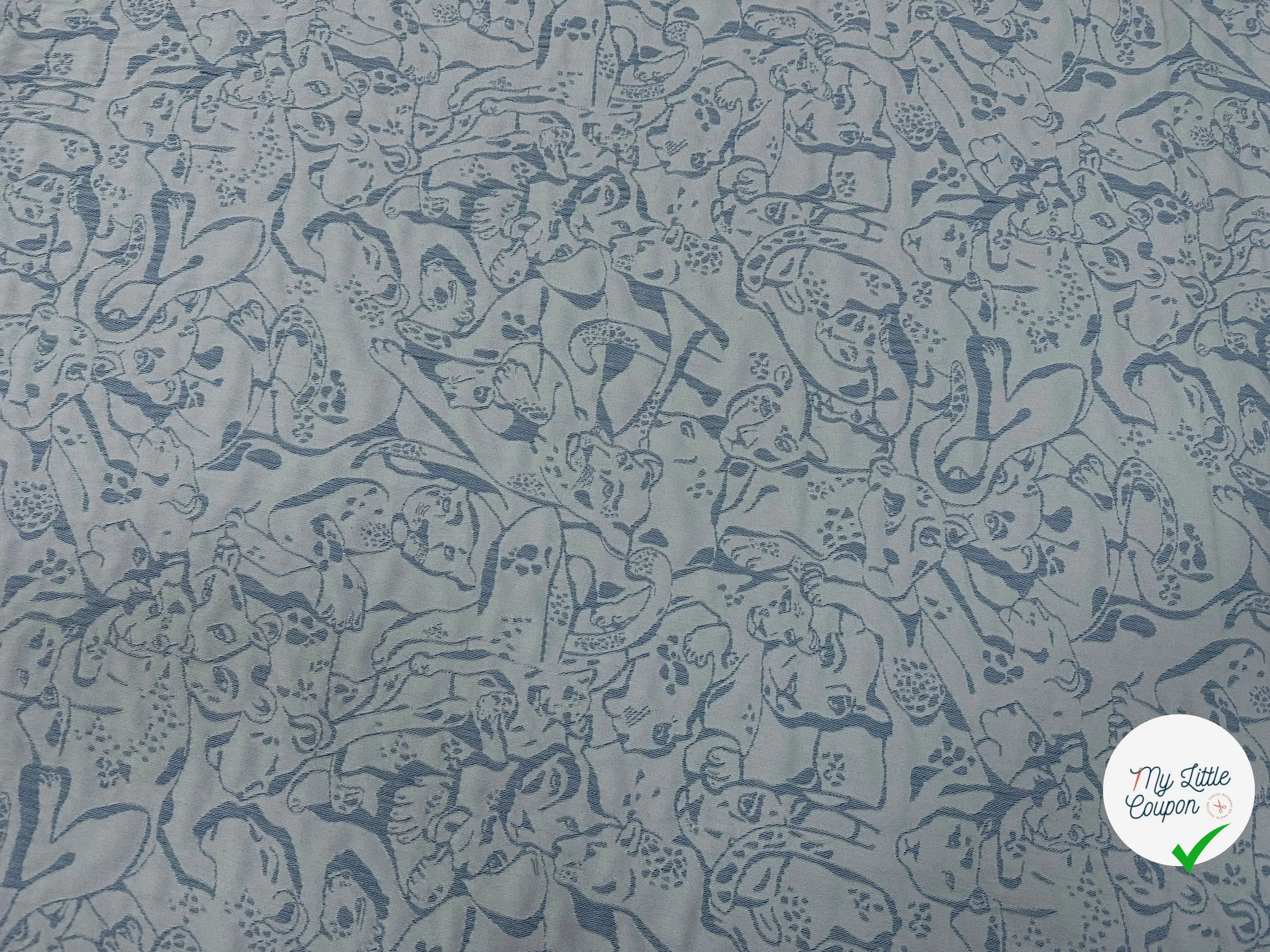JACQUARD REVERSIBLE FACE BLEU FACE CREME FELIN - My Little Coupon