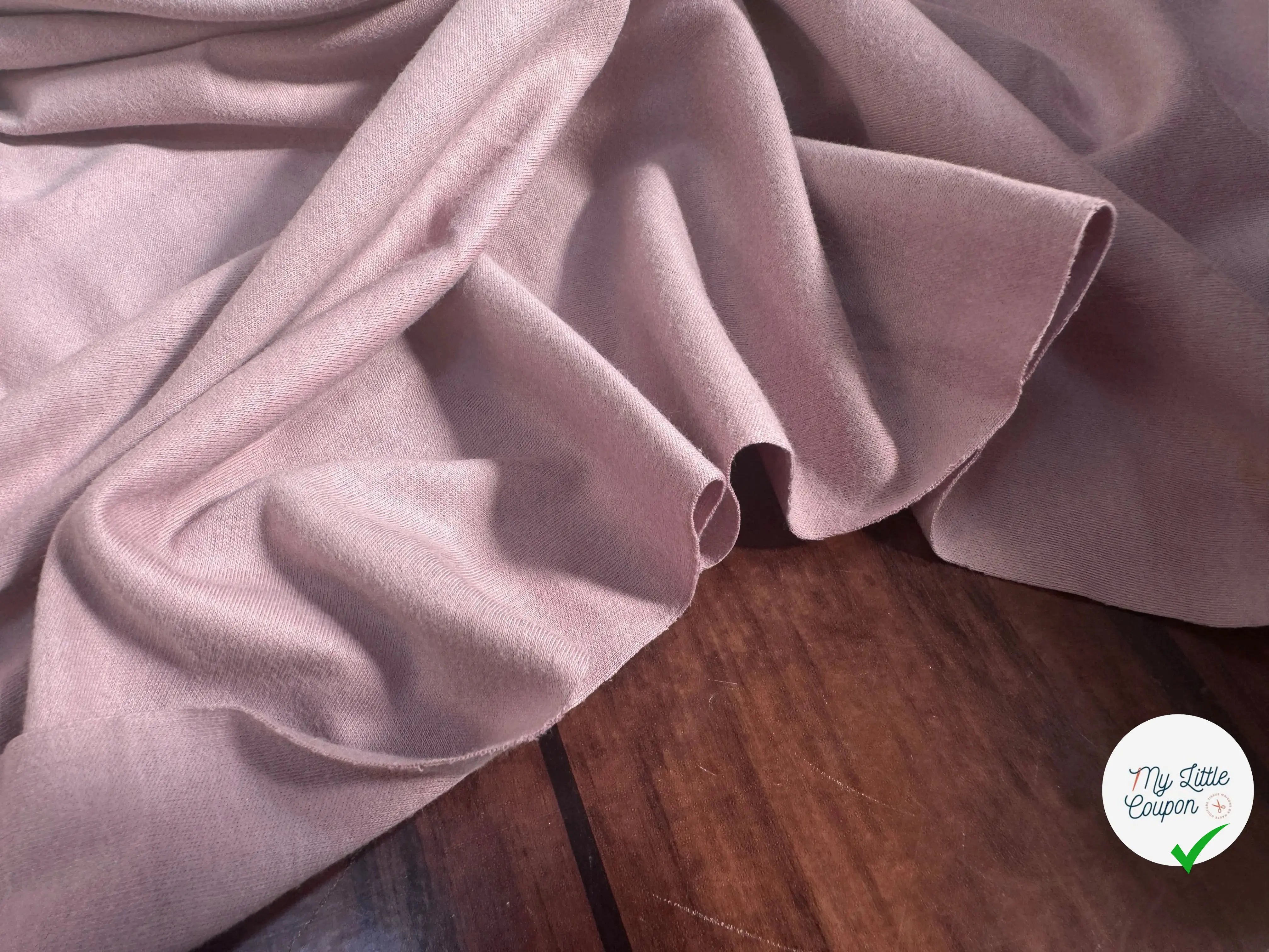 JERSEY COTON BIO VIEUX ROSE TUBULAIRE 75CM MADE IN FRANCE - My Little Coupon