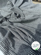 JERSEY DE COTON GRIS CHINÉ STRIPES NOIRES HORIZONTALES - My Little Coupon