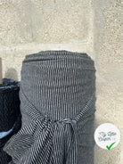 JERSEY DE COTON GRIS CHINÉ STRIPES NOIRES HORIZONTALES - My Little Coupon