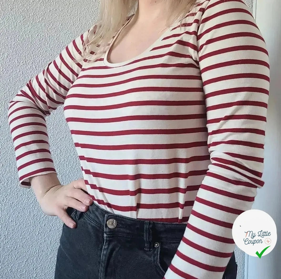 JERSEY DE COTON RAYURES ROUGE PERSAN FOND BEIGE ÉCRU - My Little Coupon - tissu - coudre