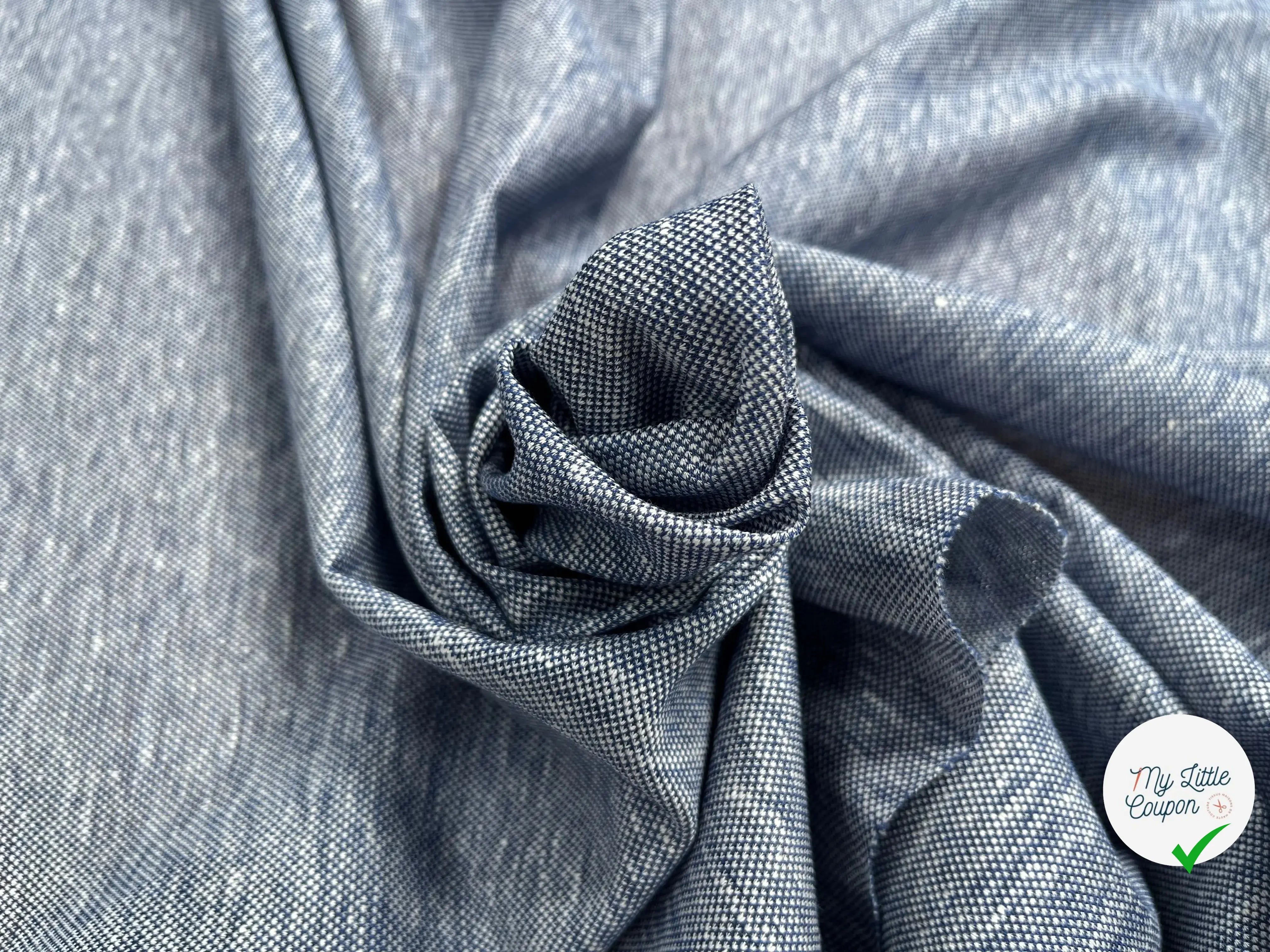 JERSEY PIQUÉ DE COTON BLEU GRIS - My Little Coupon