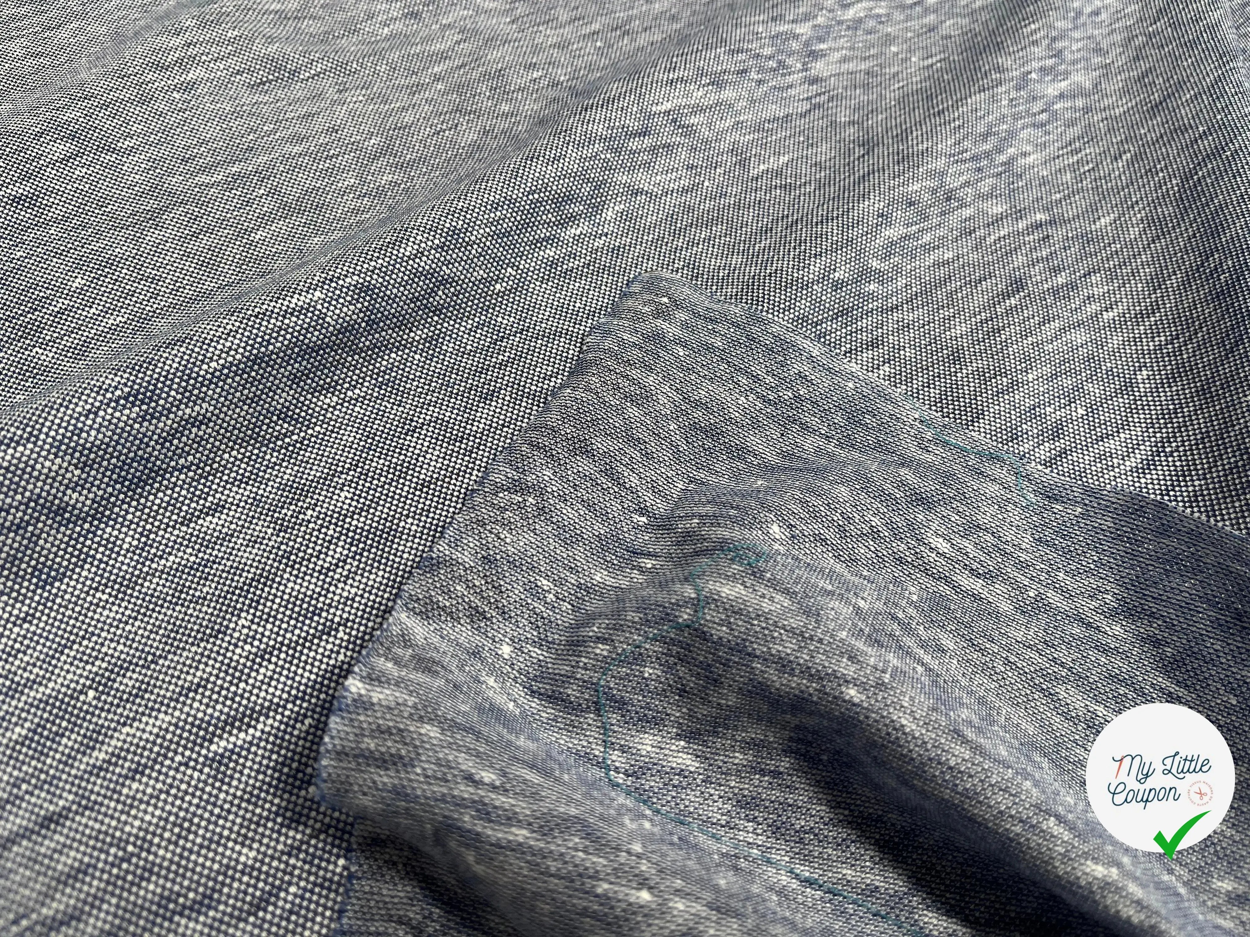 JERSEY PIQUÉ DE COTON BLEU GRIS - My Little Coupon