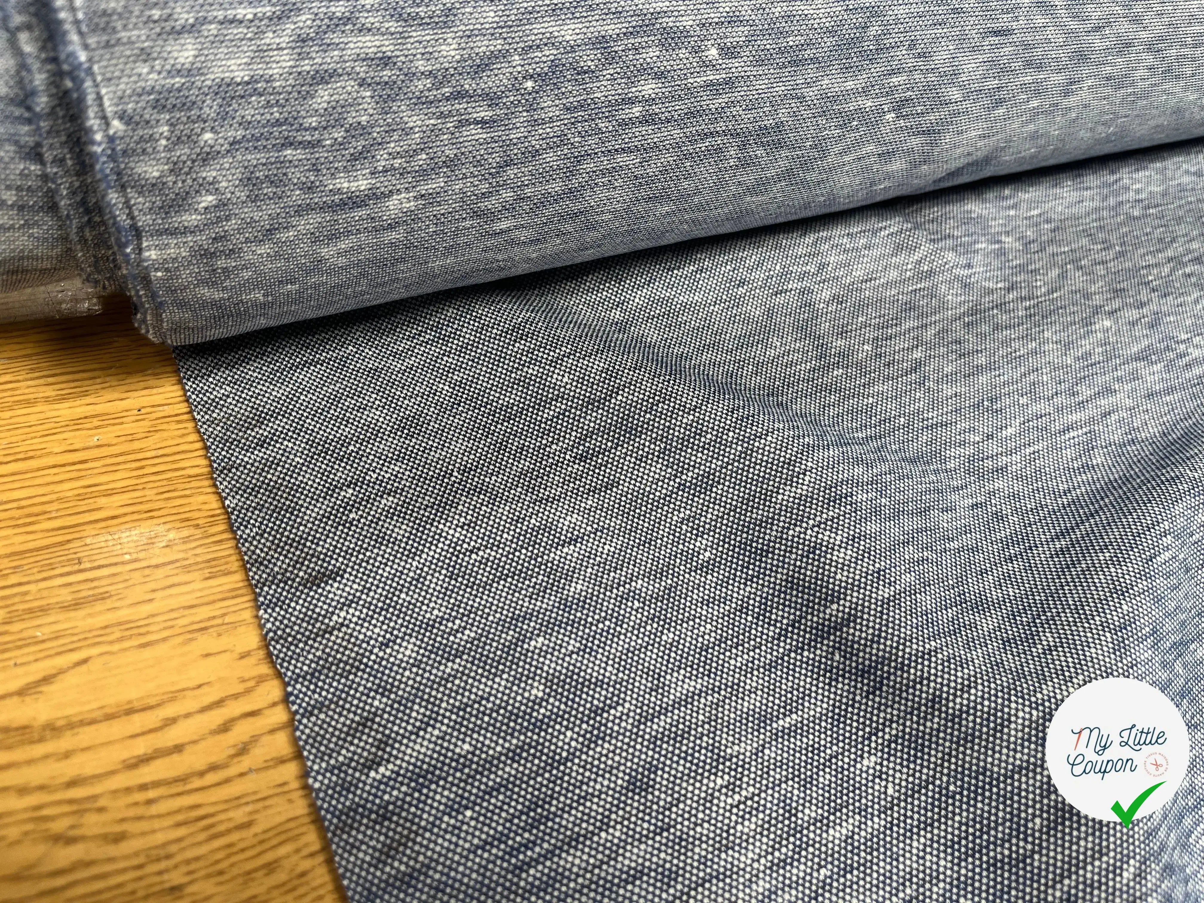 JERSEY PIQUÉ DE COTON BLEU GRIS - My Little Coupon