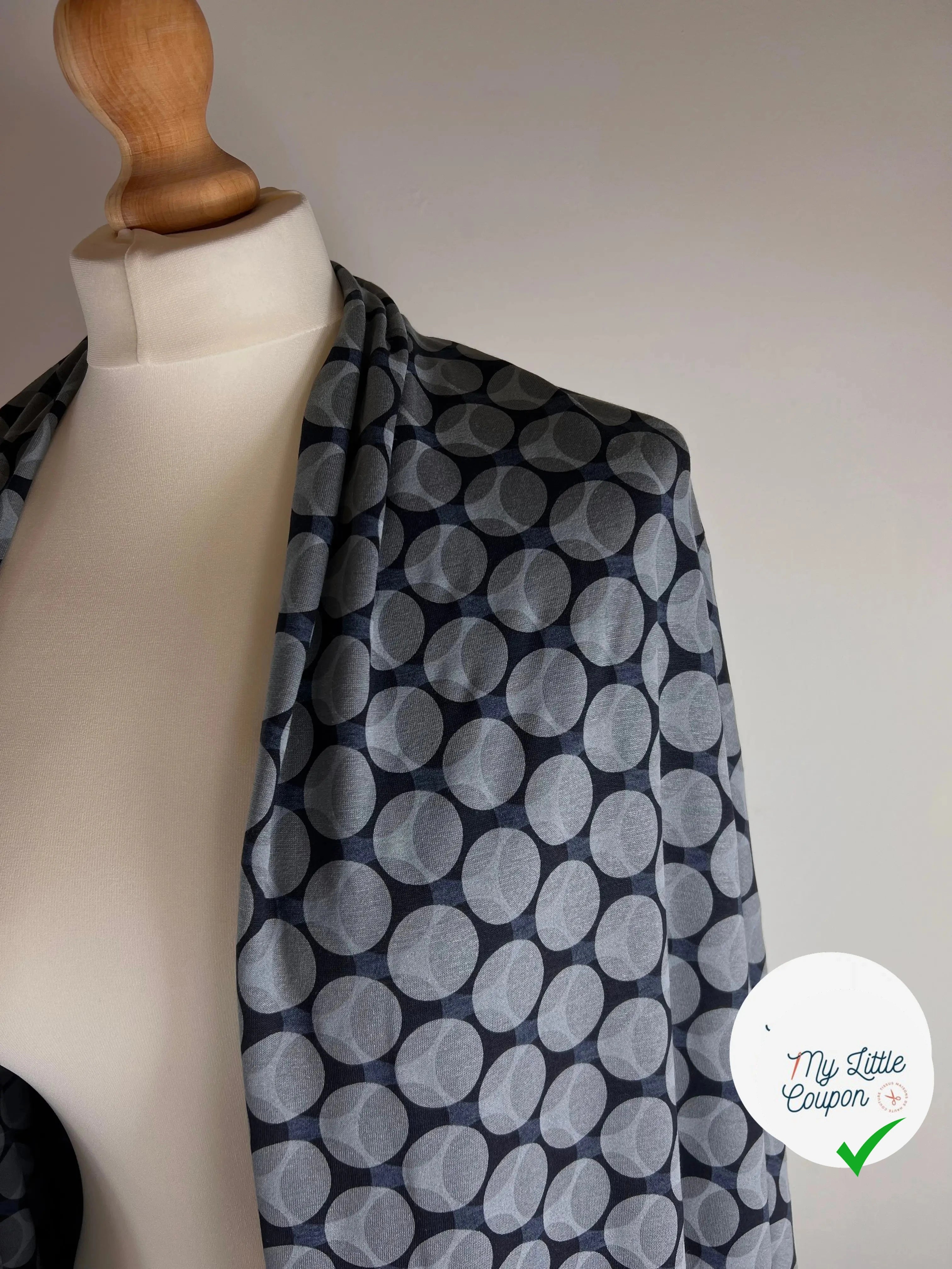 JERSEY VISCOSE CIRCULAIRE GRIS SUR BLEU MLC INTERN