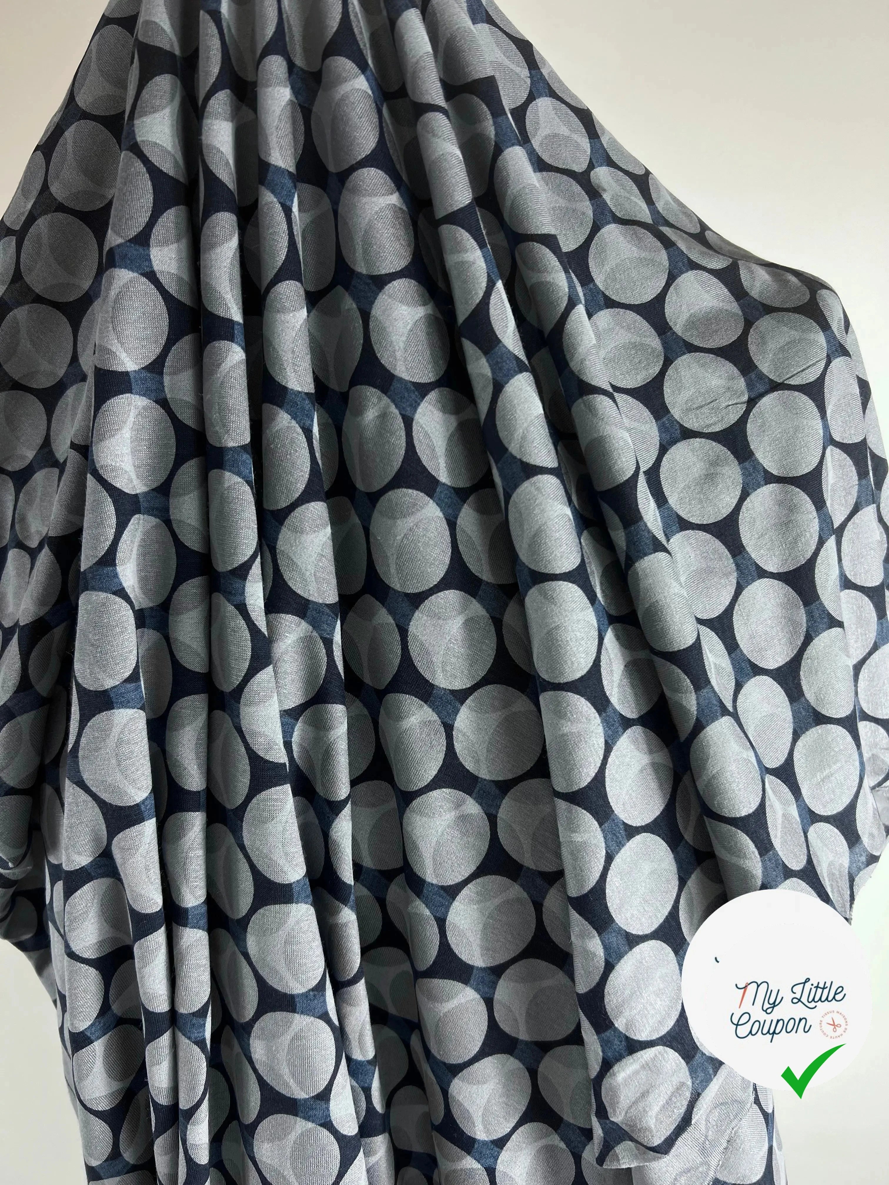 JERSEY VISCOSE CIRCULAIRE GRIS SUR BLEU MLC INTERN