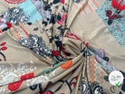 JERSEY VISCOSE FLEURS DE BEIGE ARABESQUE - My Little Coupon