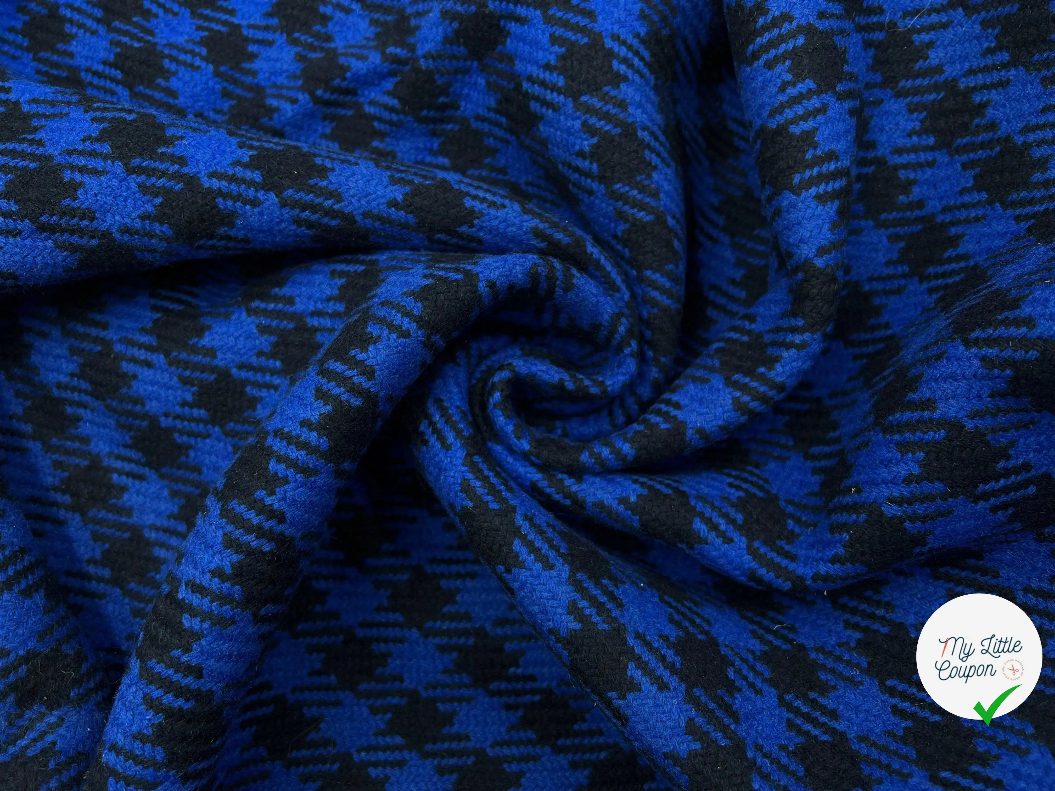 LAINAGE MANTEAU CARREAUX BLEU ÉLECTRIQUE - My Little Coupon - tissu - coudre