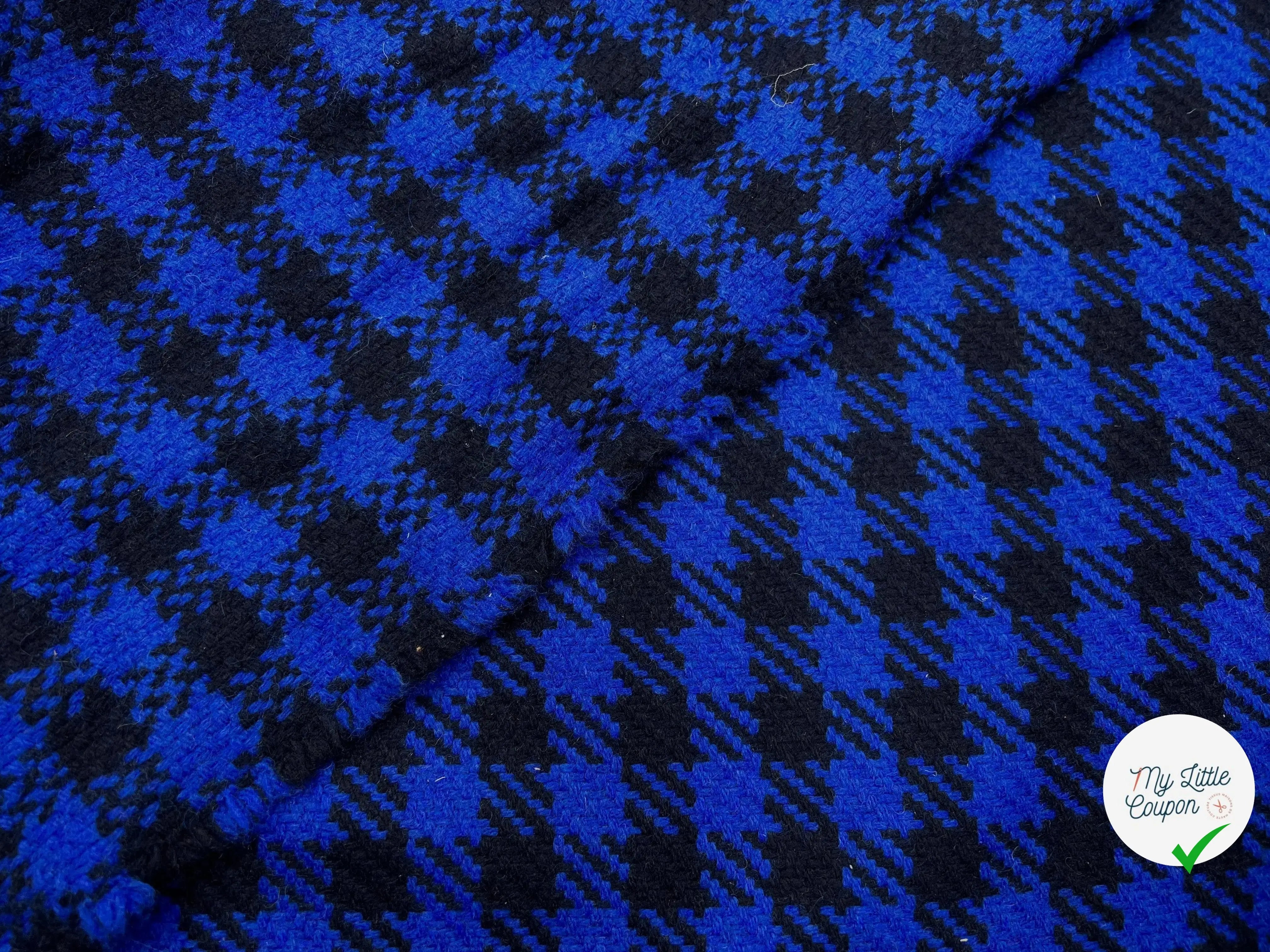 LAINAGE MANTEAU CARREAUX BLEU ÉLECTRIQUE - My Little Coupon - tissu - coudre
