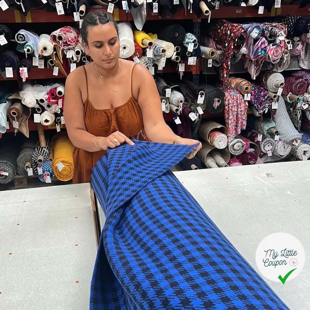 LAINAGE MANTEAU CARREAUX BLEU ÉLECTRIQUE MSO