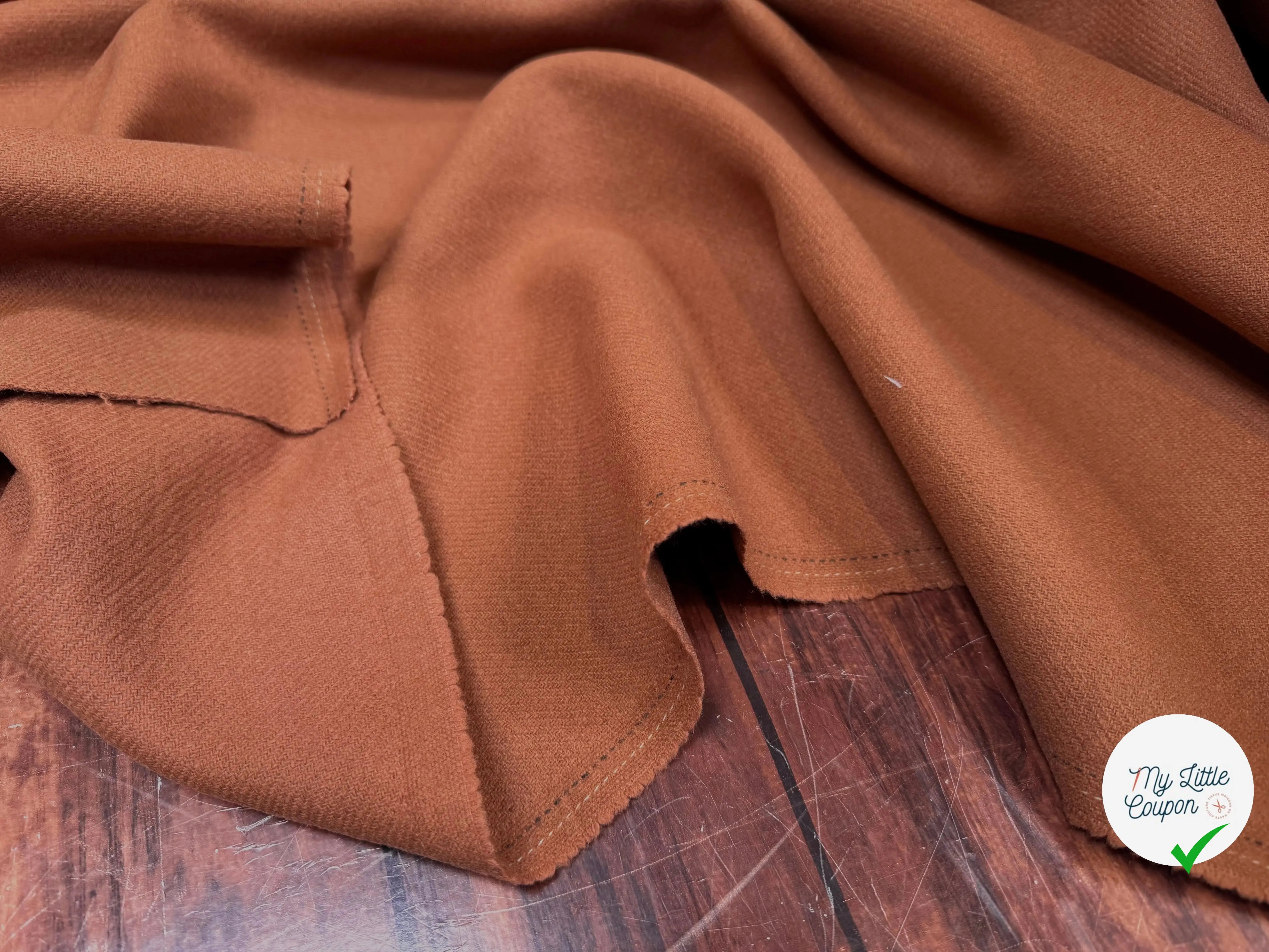 LAINAGE MANTEAU STRIÉ 100% LAINE MARRON BAUHOME TERRACOTTA - My Little Coupon