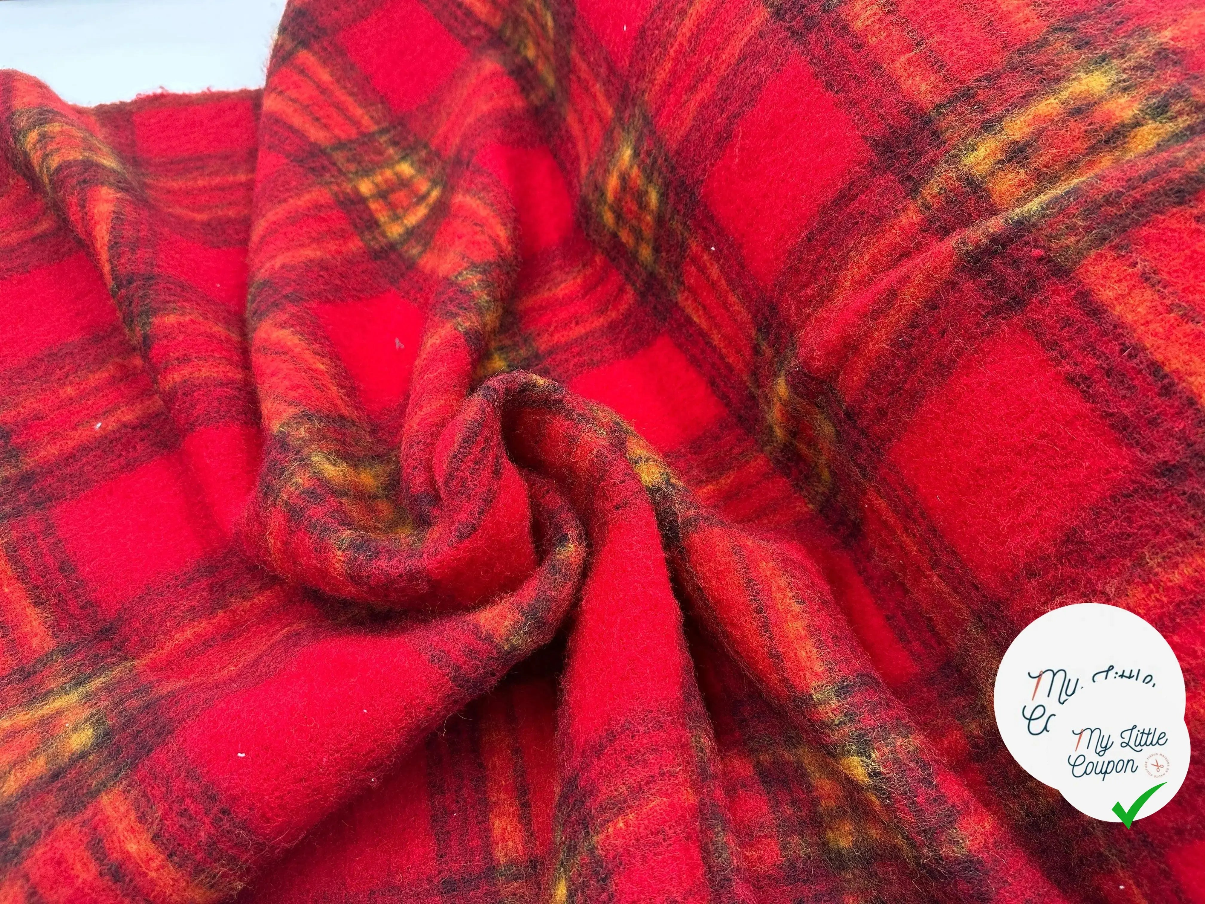 LAINAGE MANTEAUX MOELLEUX ÉCOSSAIS ROUGE - My Little Coupon - tissu - coudre