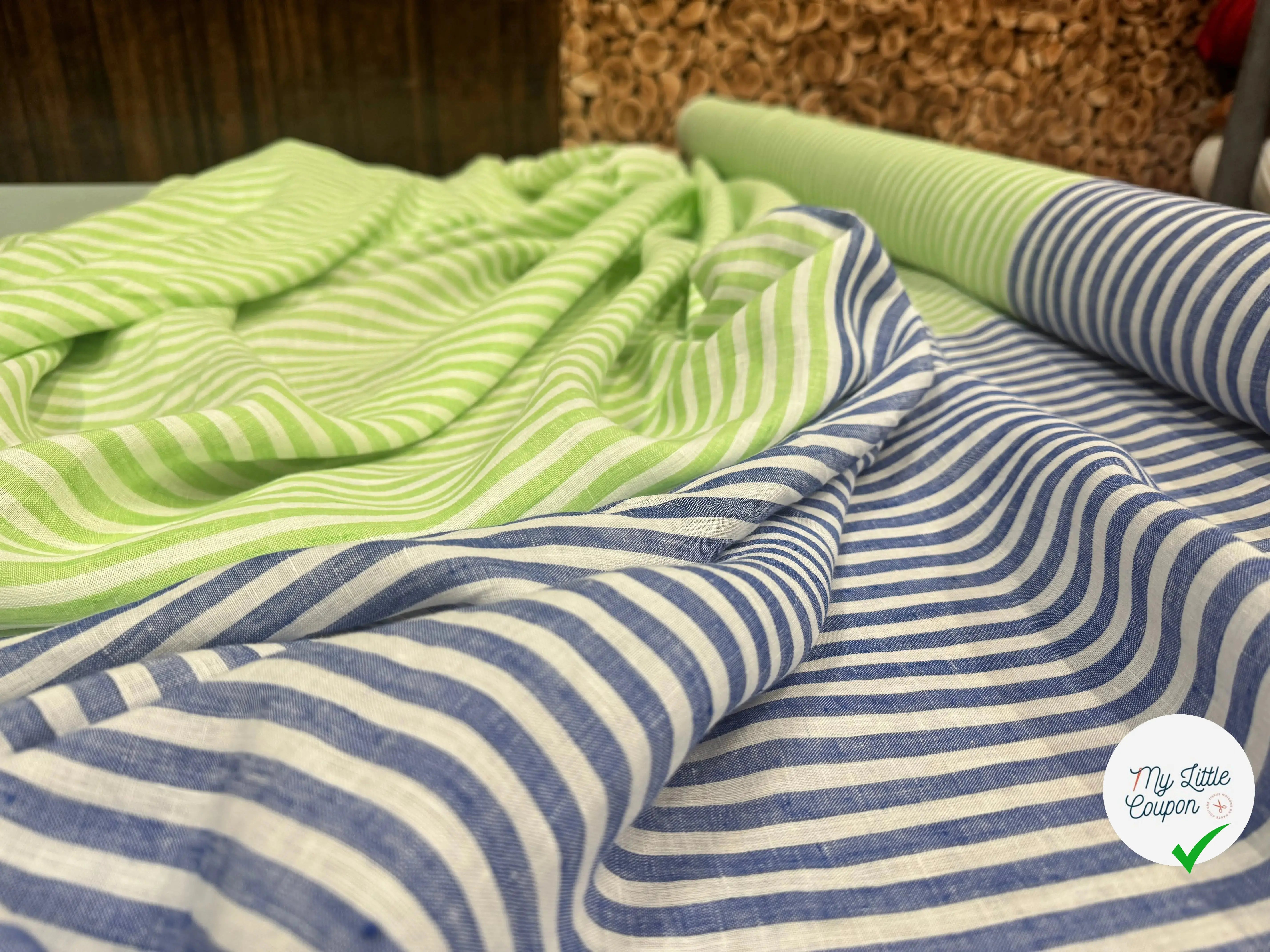 LIN RAYURES BLEU ET VERT RAYURES - My Little Coupon