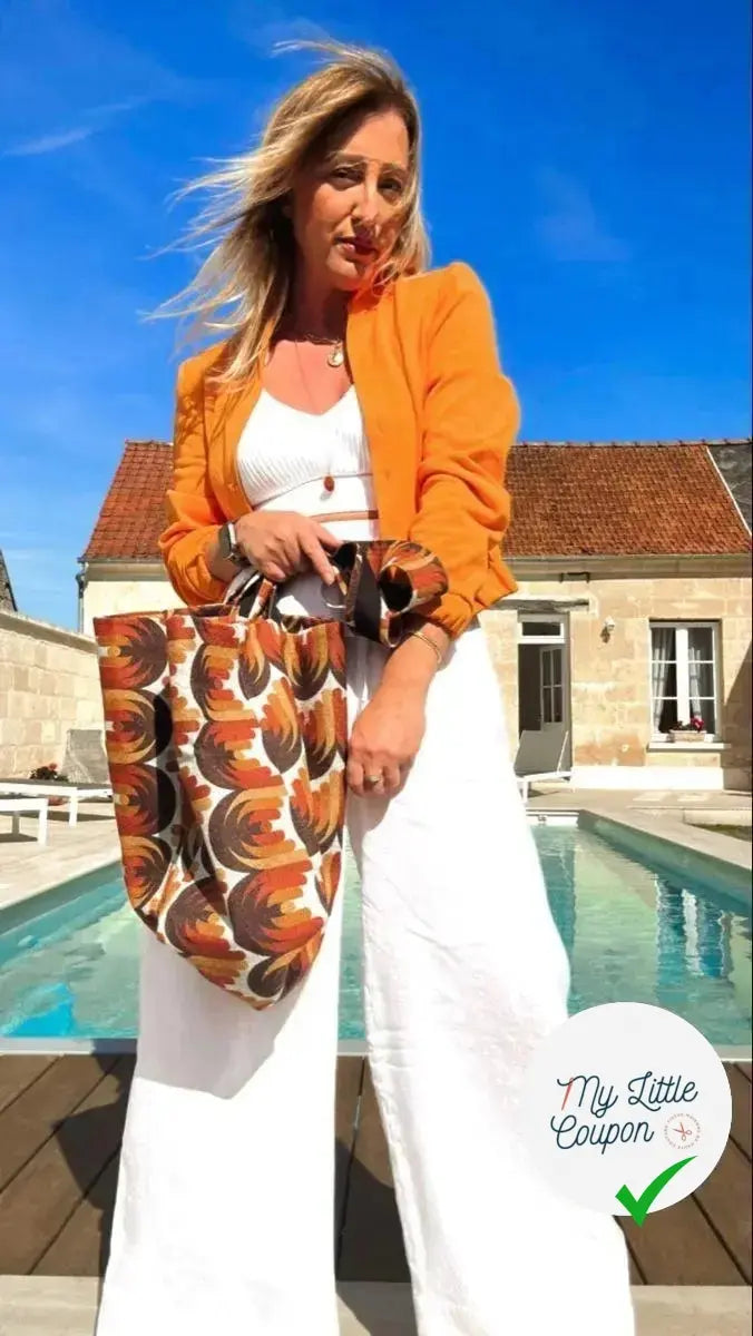 MAILLE COTON LOURDE ORANGE - My Little Coupon - tissu - coudre