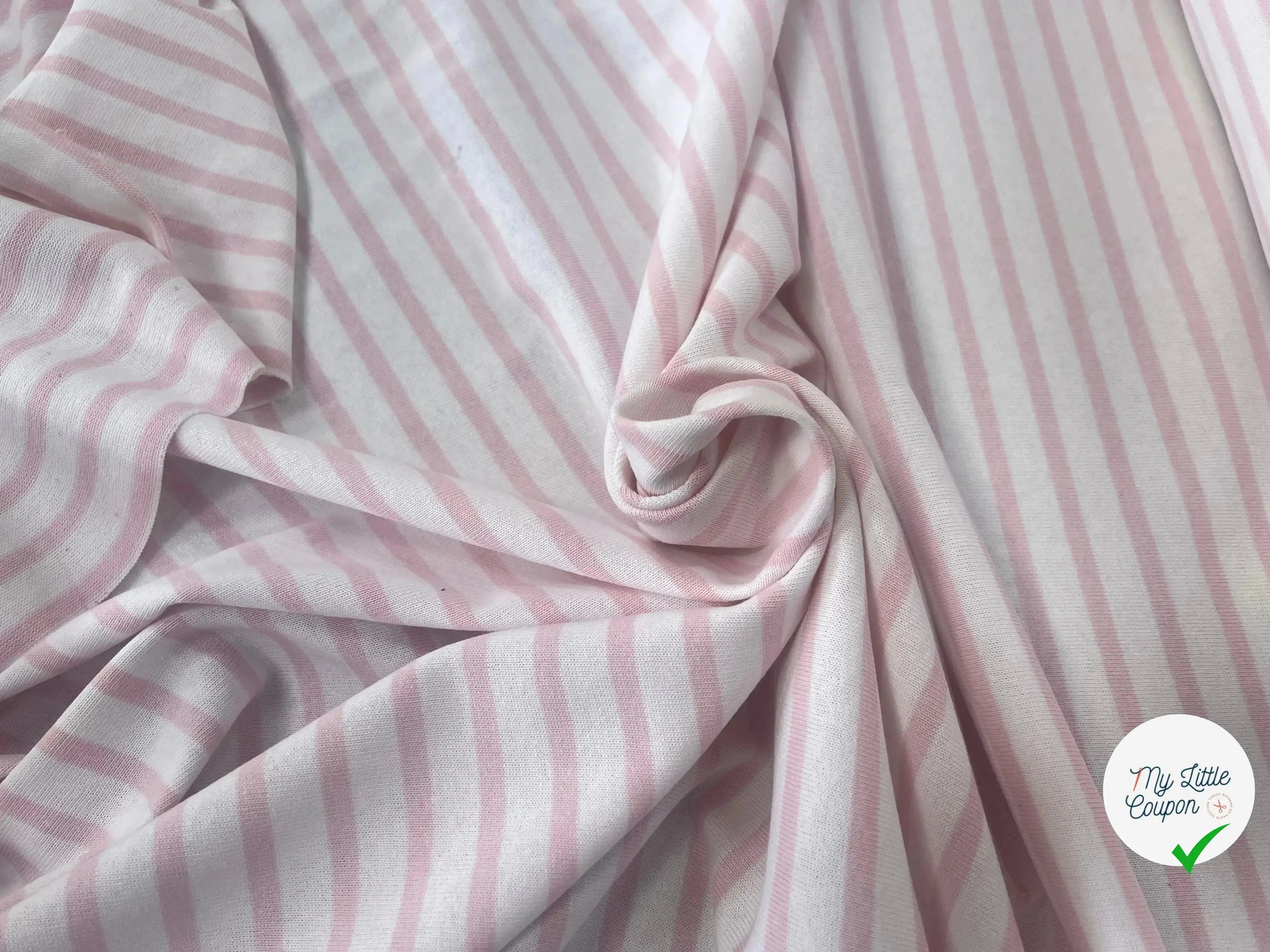 MAILLE LOURDE MARINIÈRE BLANCHE RAYURES ROSE - My Little Coupon