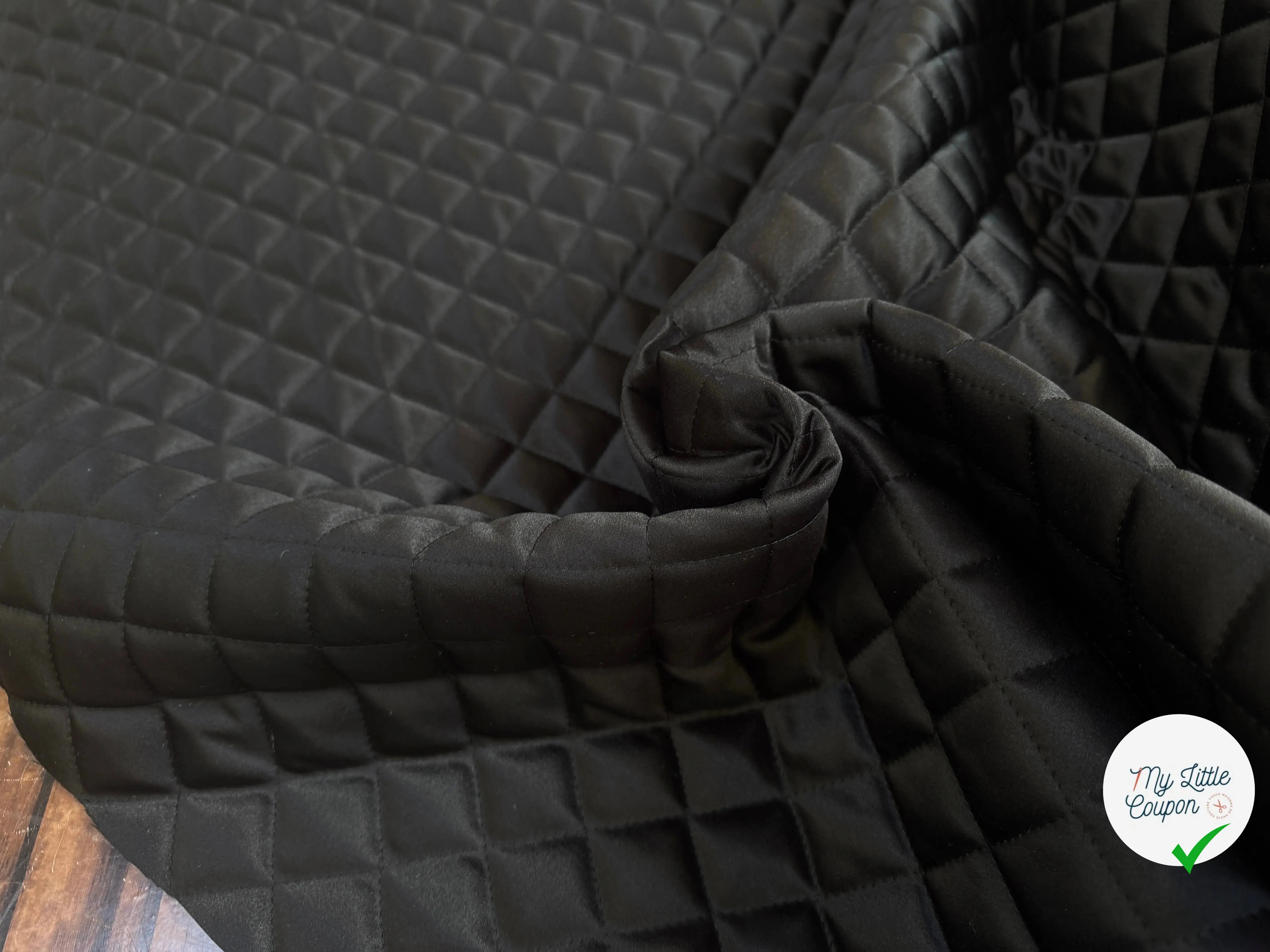 MATELASSE DOUBLE FACE SATIN DUCHESSE NOIR BRILLANT - My Little Coupon