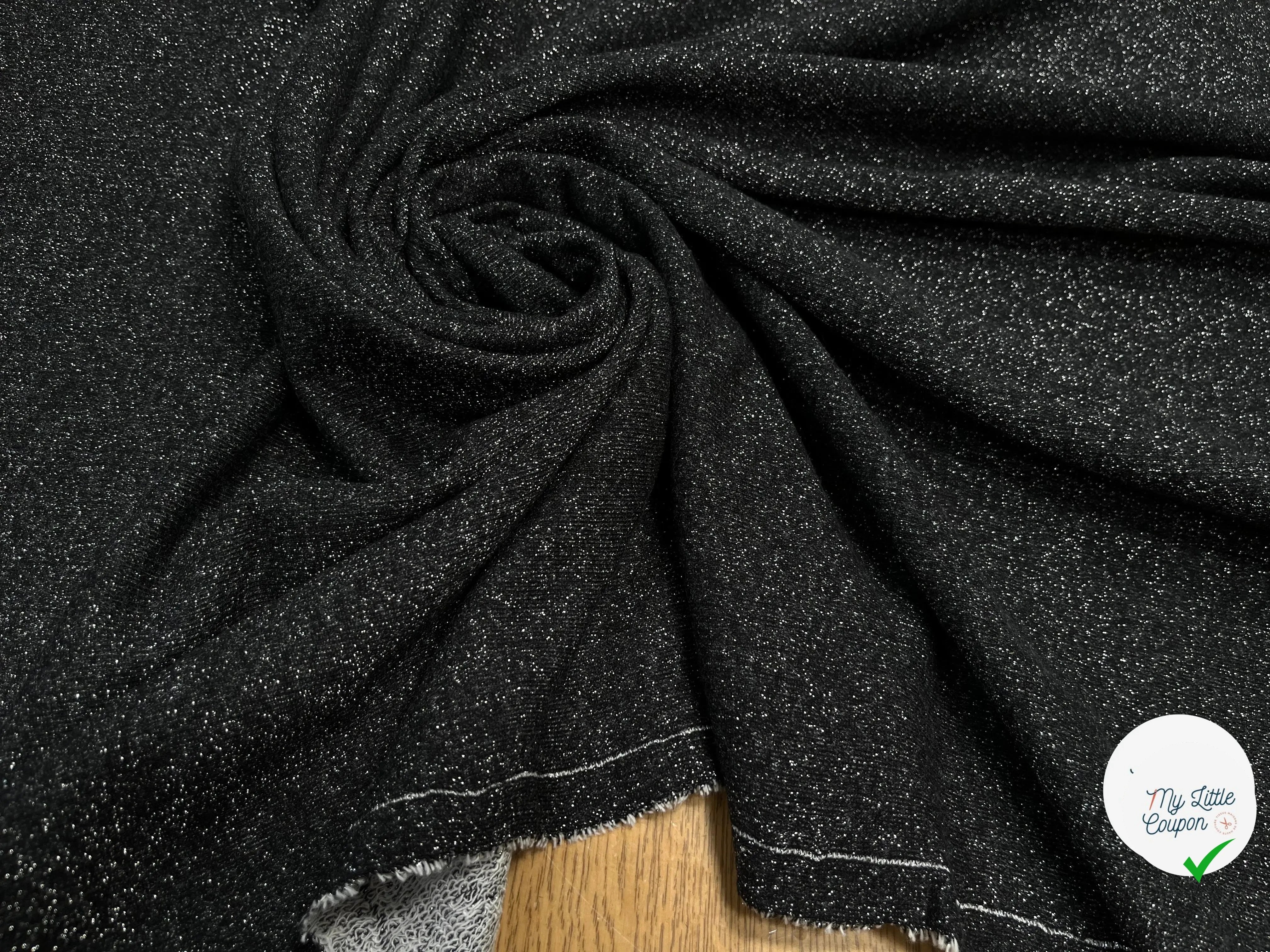 MOLLETON FIN LUREX ARGENT NOIR - My Little Coupon