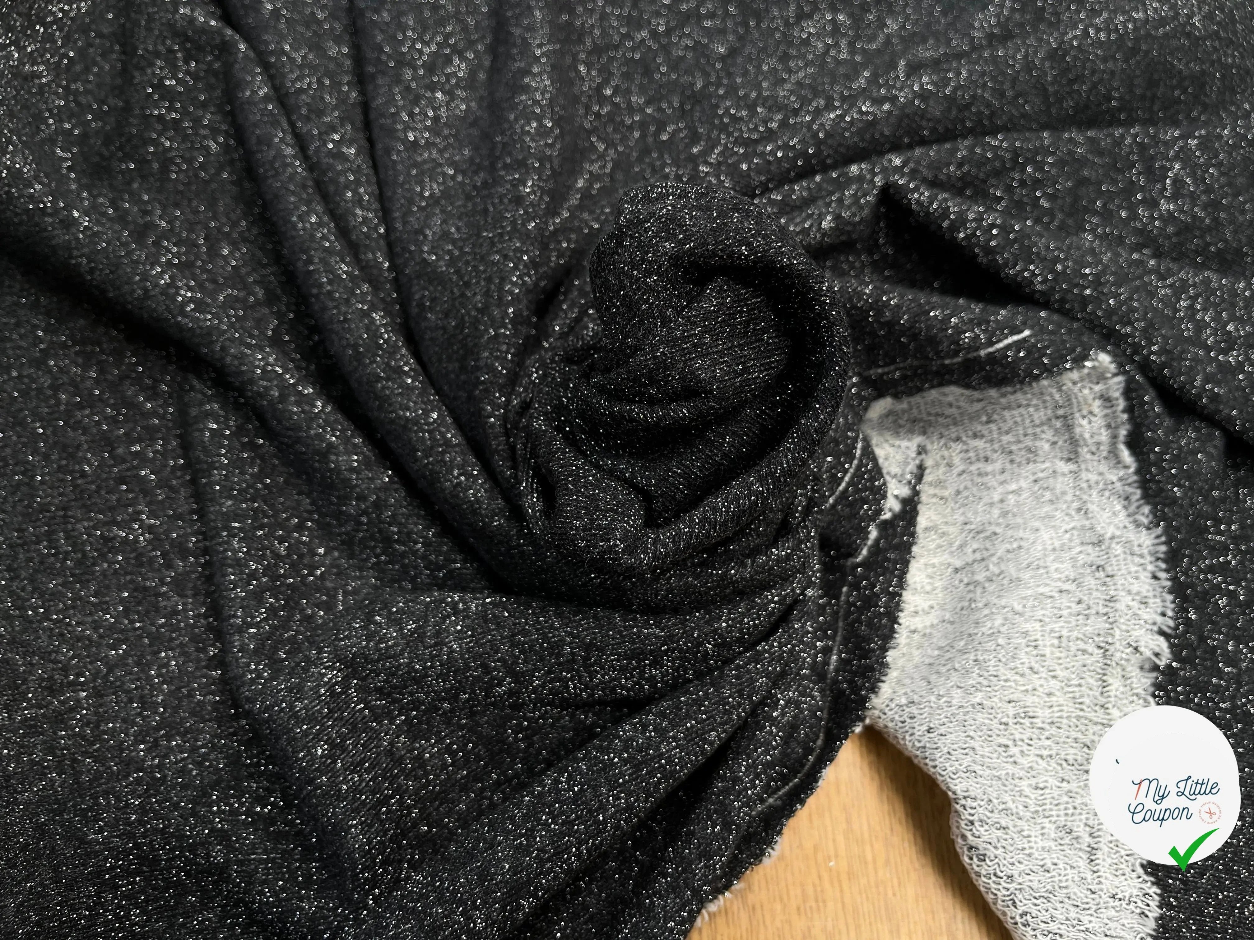 MOLLETON FIN LUREX ARGENT NOIR - My Little Coupon