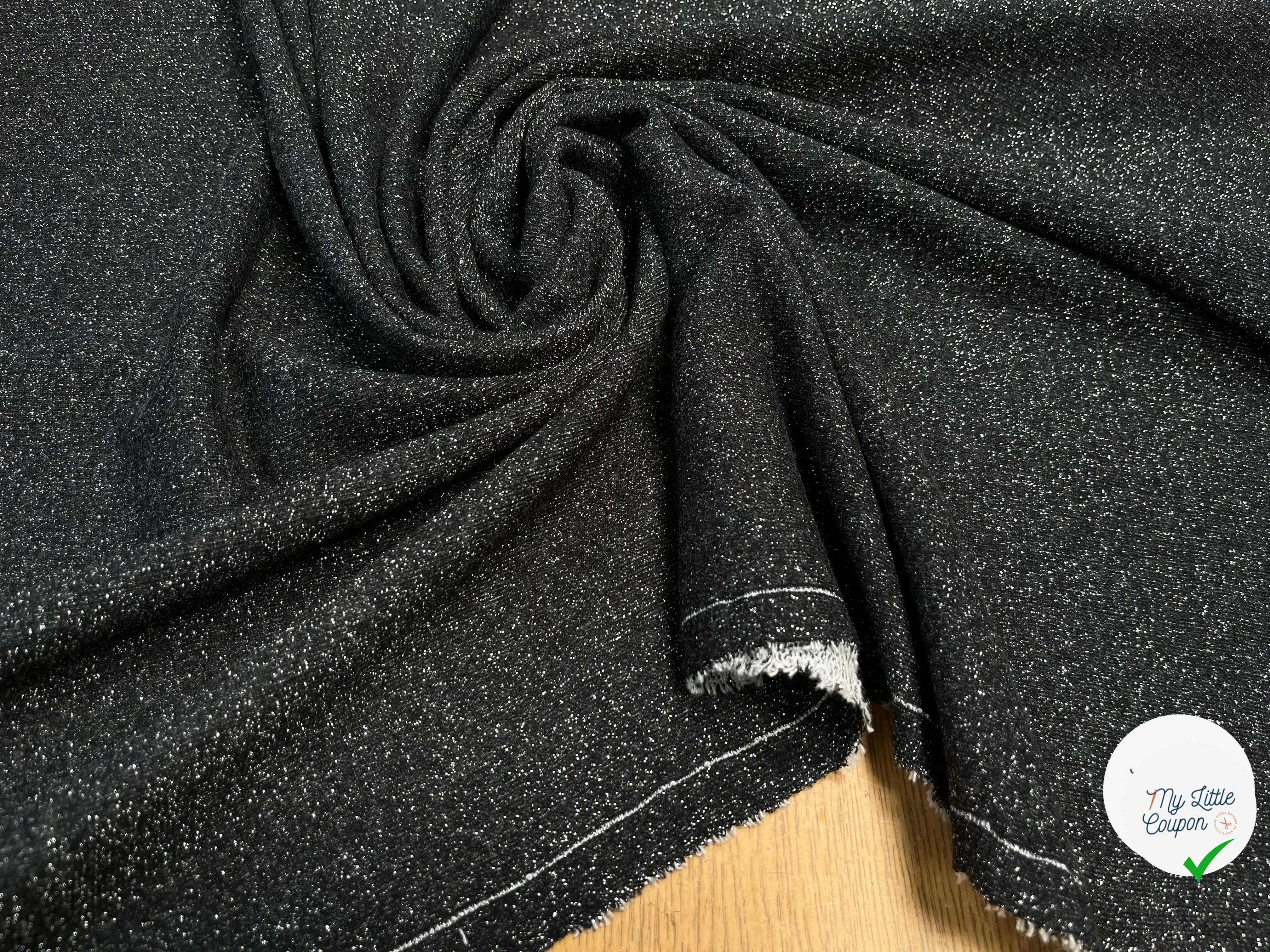 MOLLETON FIN LUREX ARGENT NOIR - My Little Coupon