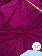 MOLLETON LÉGER VISCOSE STRIÉ AUBERGINE FUCHSIA PETITES FLEURS - My Little Coupon