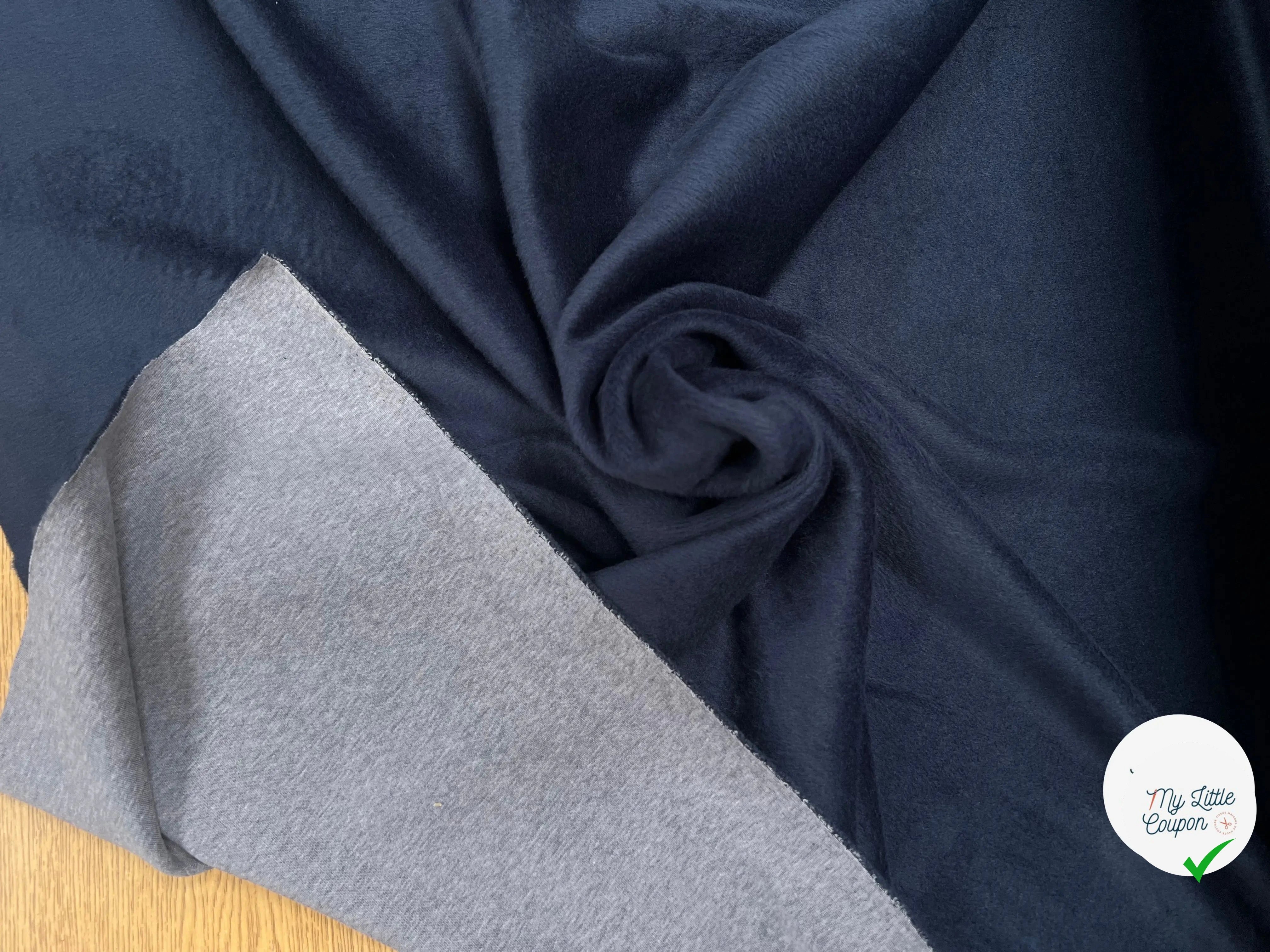 MOLLETON TOUT DOUX ENVERS GRATTÉ  MADE IN FRANCE 280 GREY/NAVY - My Little Coupon