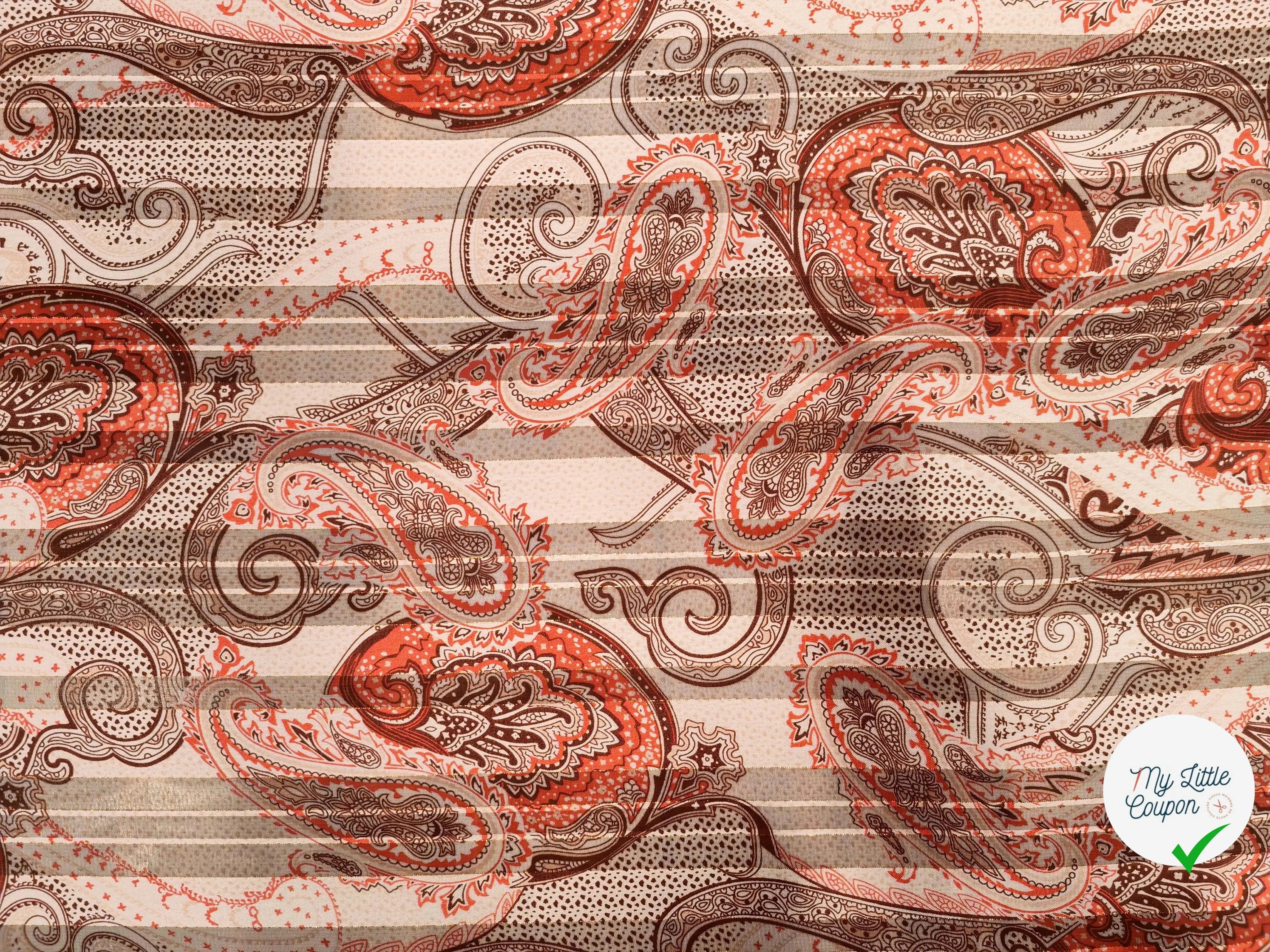MOUSSELINE BANDANA ABSTRAIT ROUGE & SAUMON - My Little Coupon
