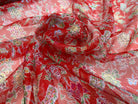 MOUSSELINE DE SOIE FLEURS ROUGE - My Little Coupon