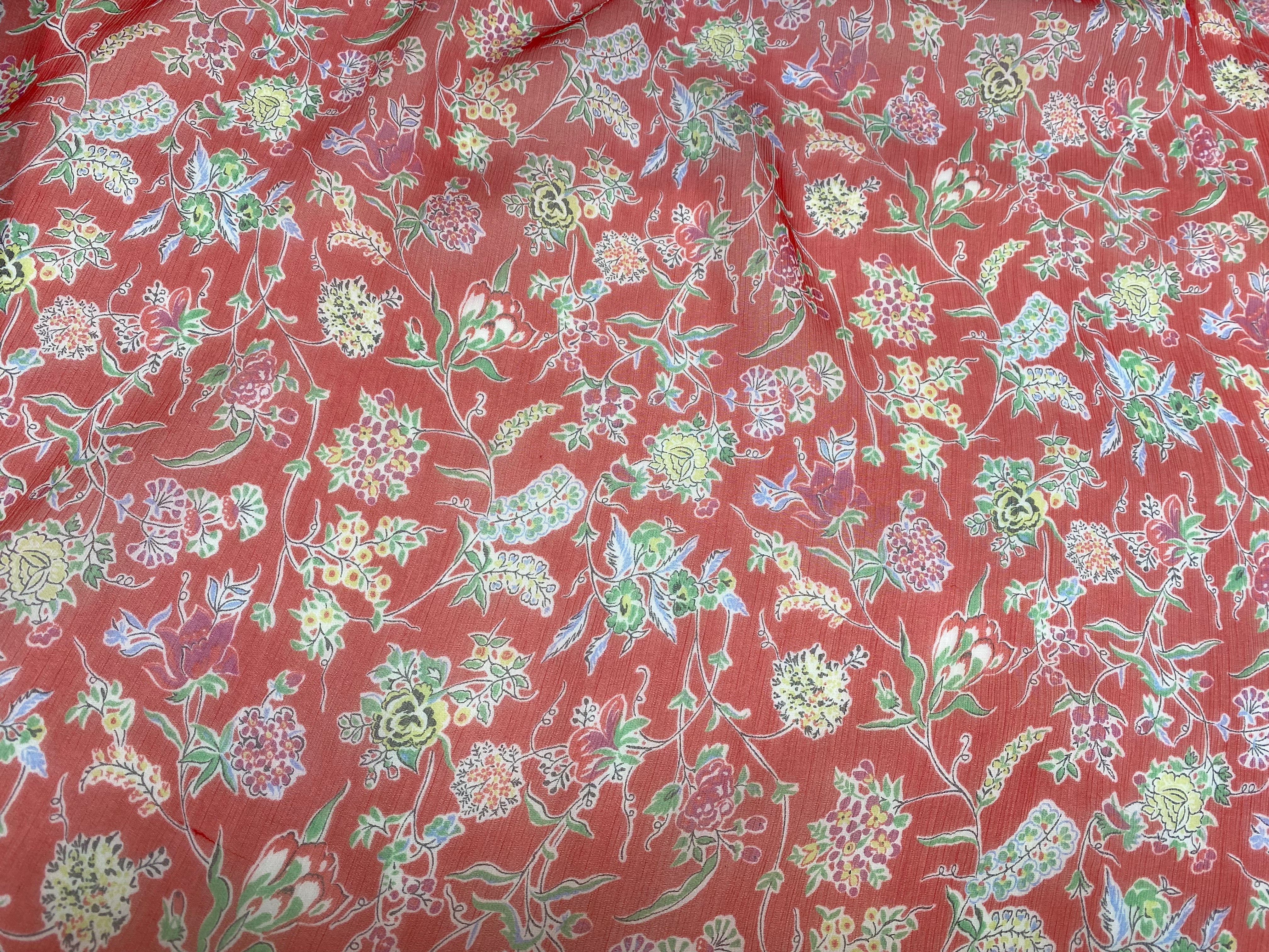 MOUSSELINE DE SOIE FLEURS ROUGE - My Little Coupon