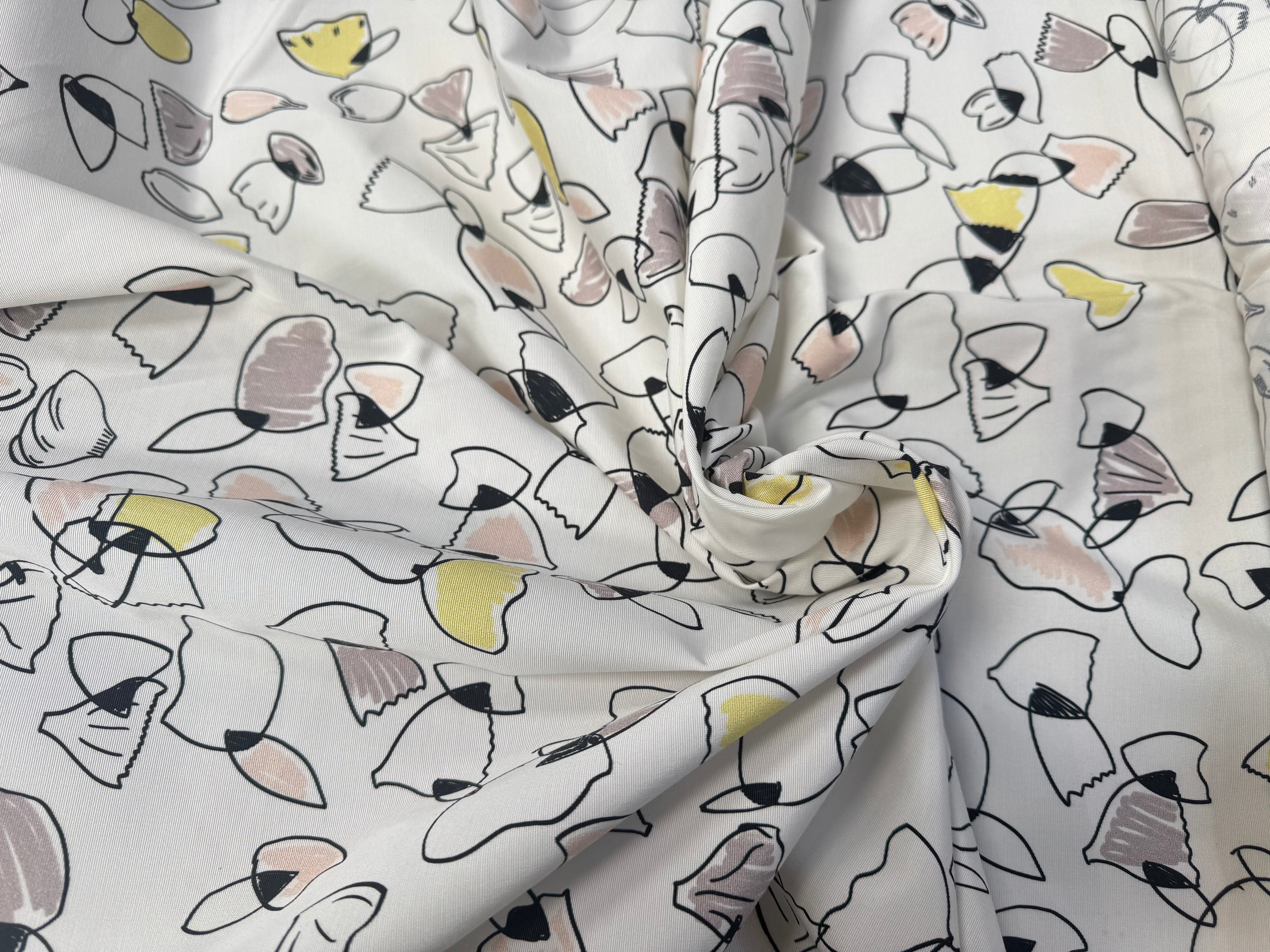 (Chute) OTTOMAN STRETCH VISOSE COTON IMPRIMÉ FLEURS FOND BLANC - My Little Coupon