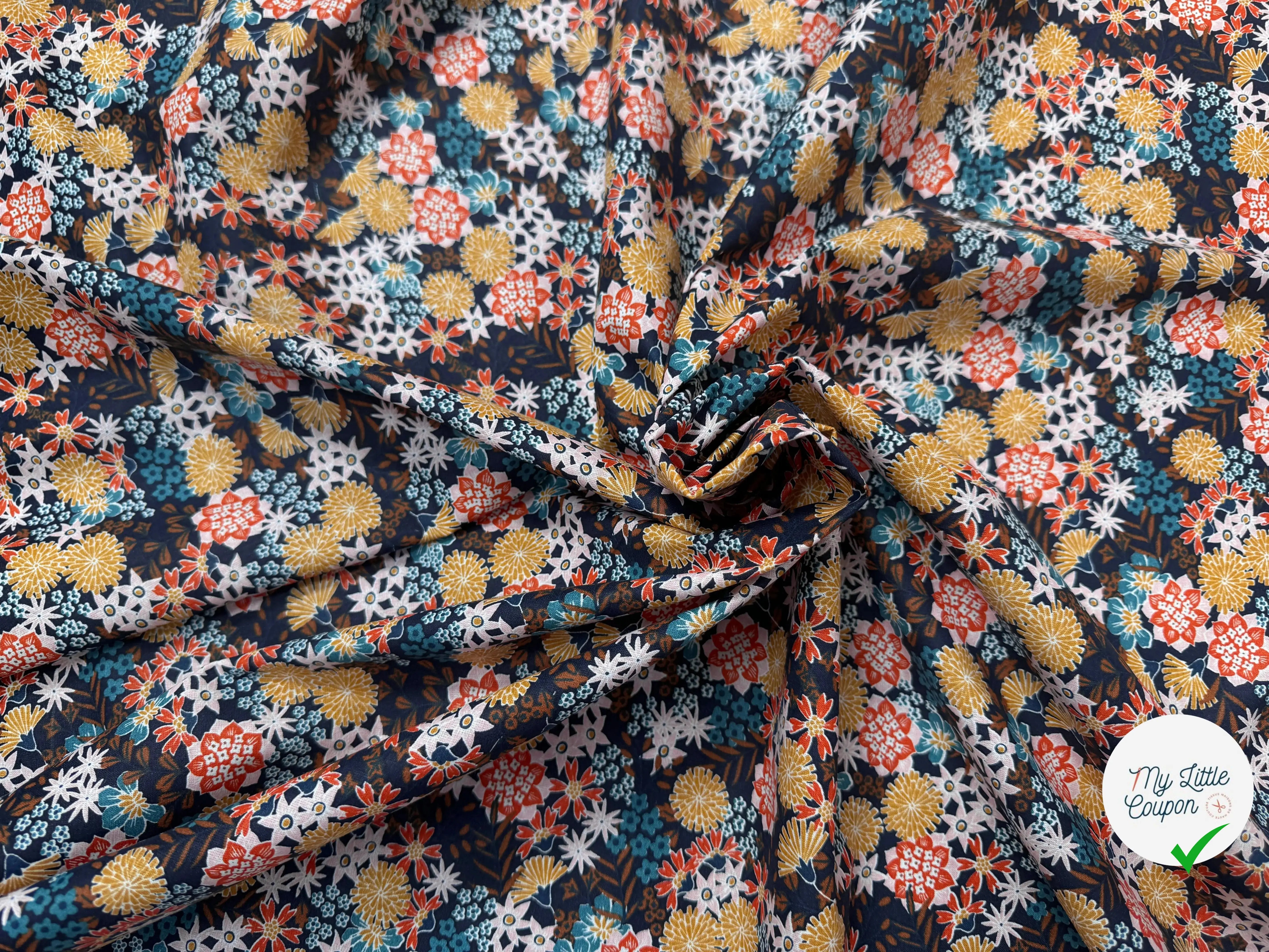PERCALE DE COTON AKEMI MARINE 150 CM - My Little Coupon