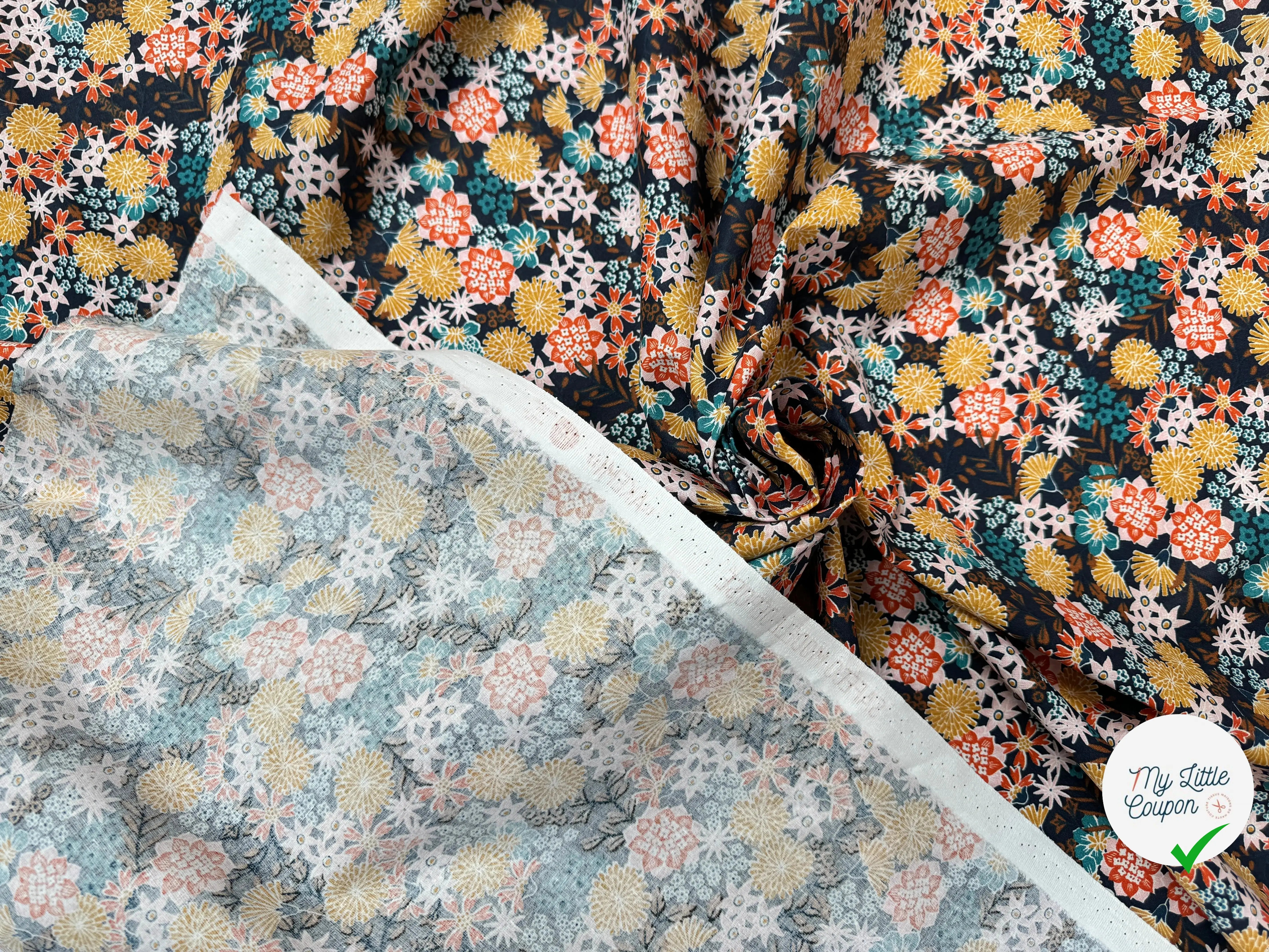 PERCALE DE COTON AKEMI MARINE 150 CM - My Little Coupon