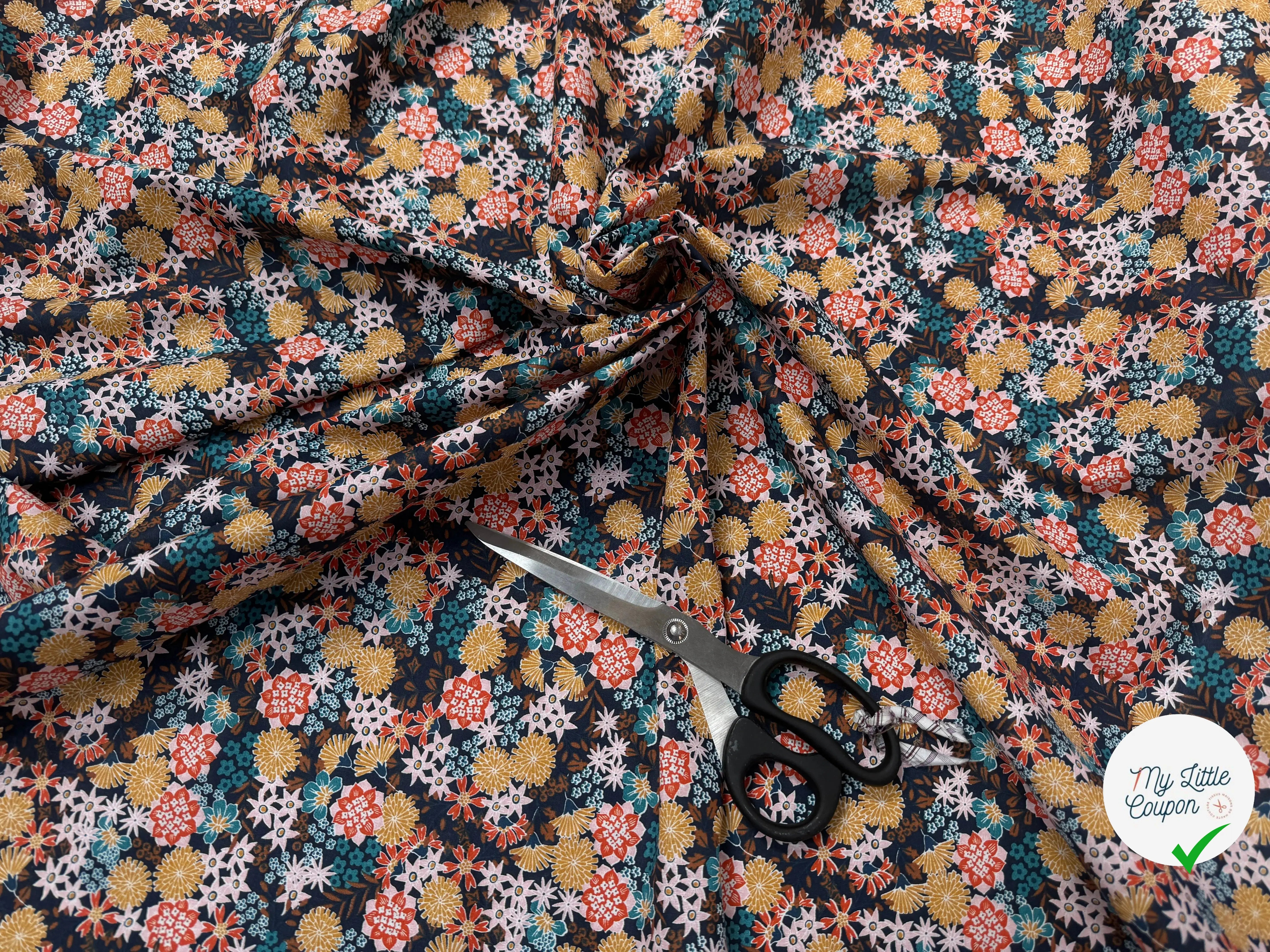 PERCALE DE COTON AKEMI MARINE 150 CM - My Little Coupon