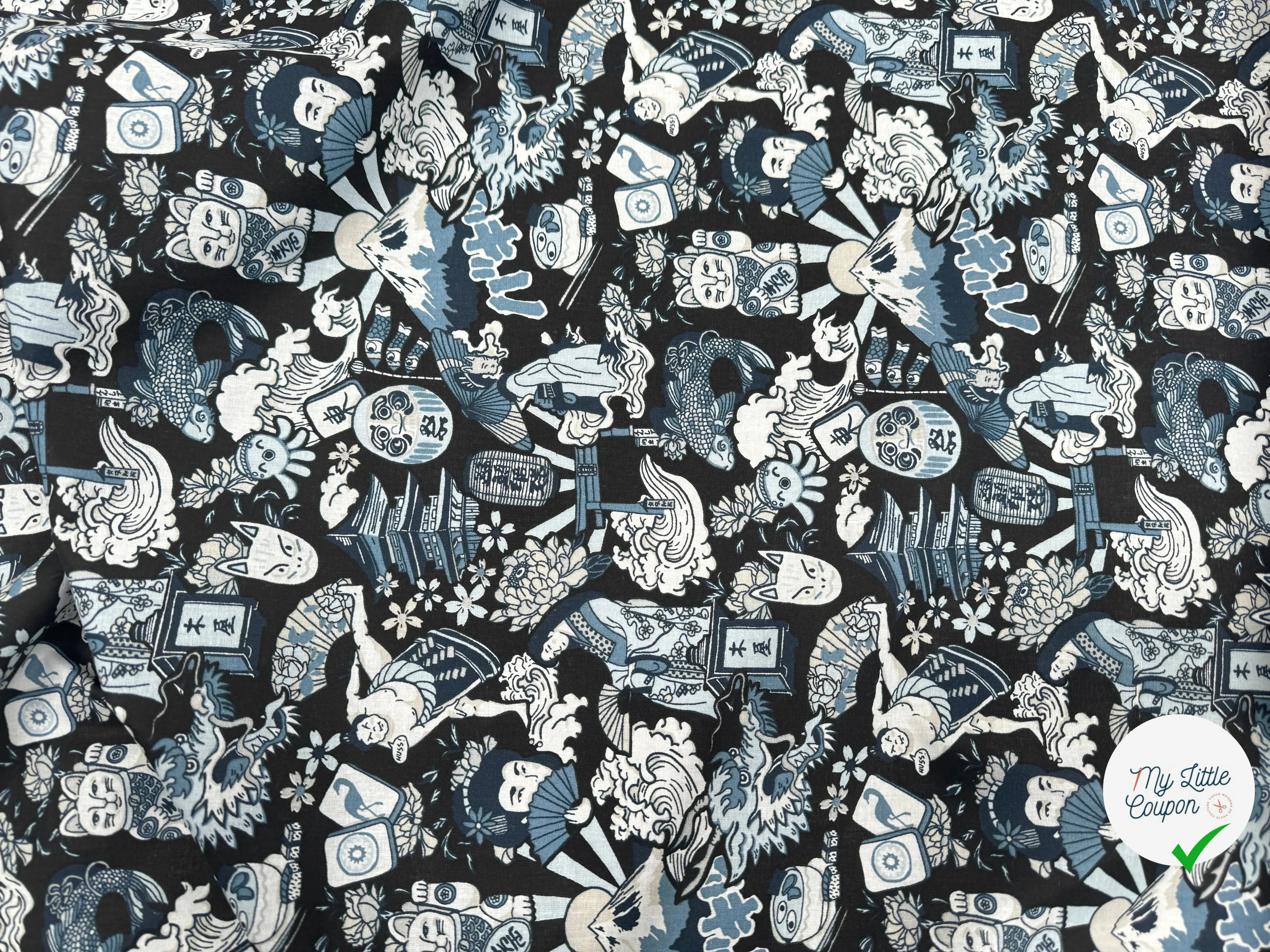 PERCALE DE COTON DARUMA INDIGO - My Little Coupon