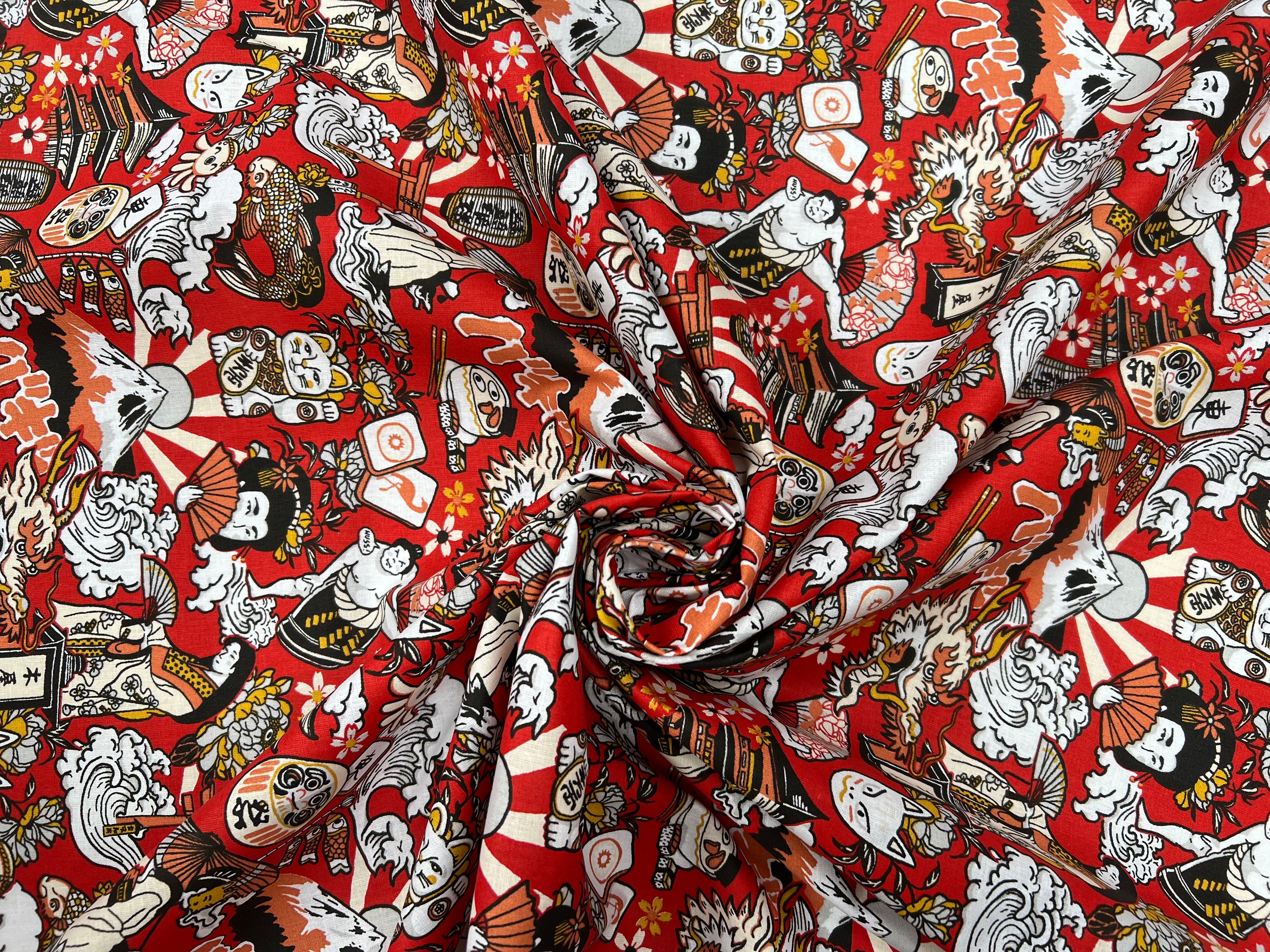 PERCALE DE COTON DARUMA ROUGE - My Little Coupon