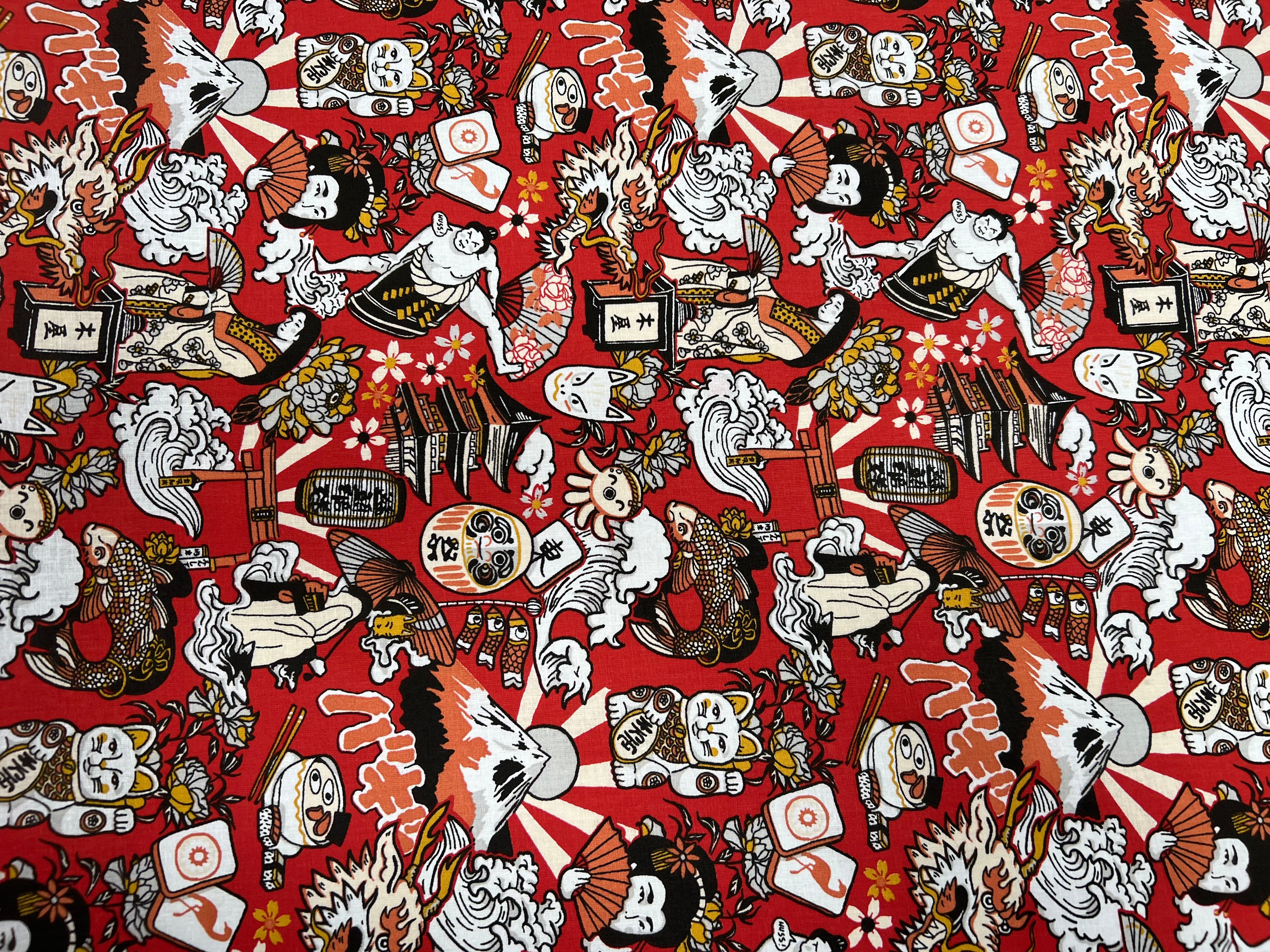 PERCALE DE COTON DARUMA ROUGE - My Little Coupon