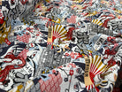 PERCALE DE COTON KAWAI ROUGE BLEU - My Little Coupon
