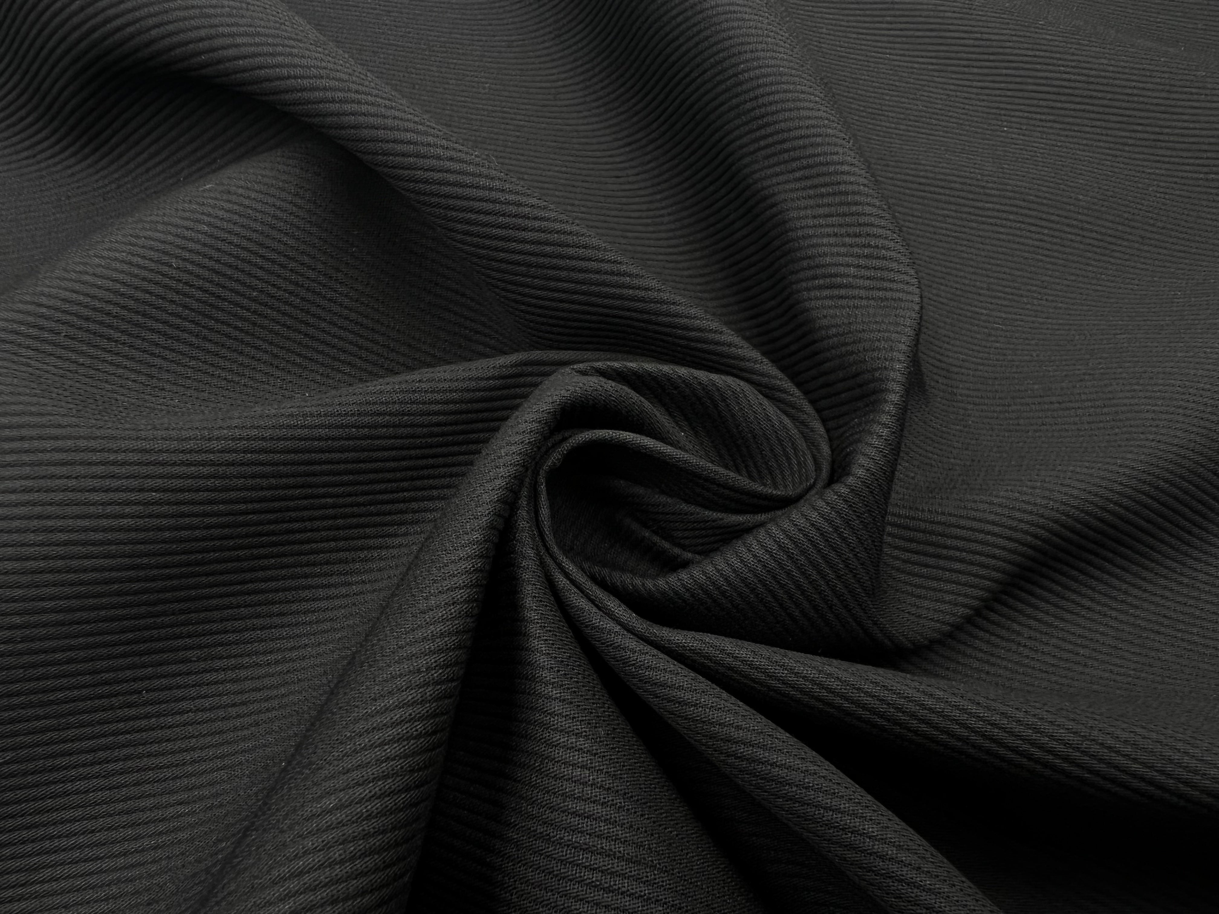 PIQUÉ DE COTON CANNELÉ NOIR / GRIS NOIR MSO